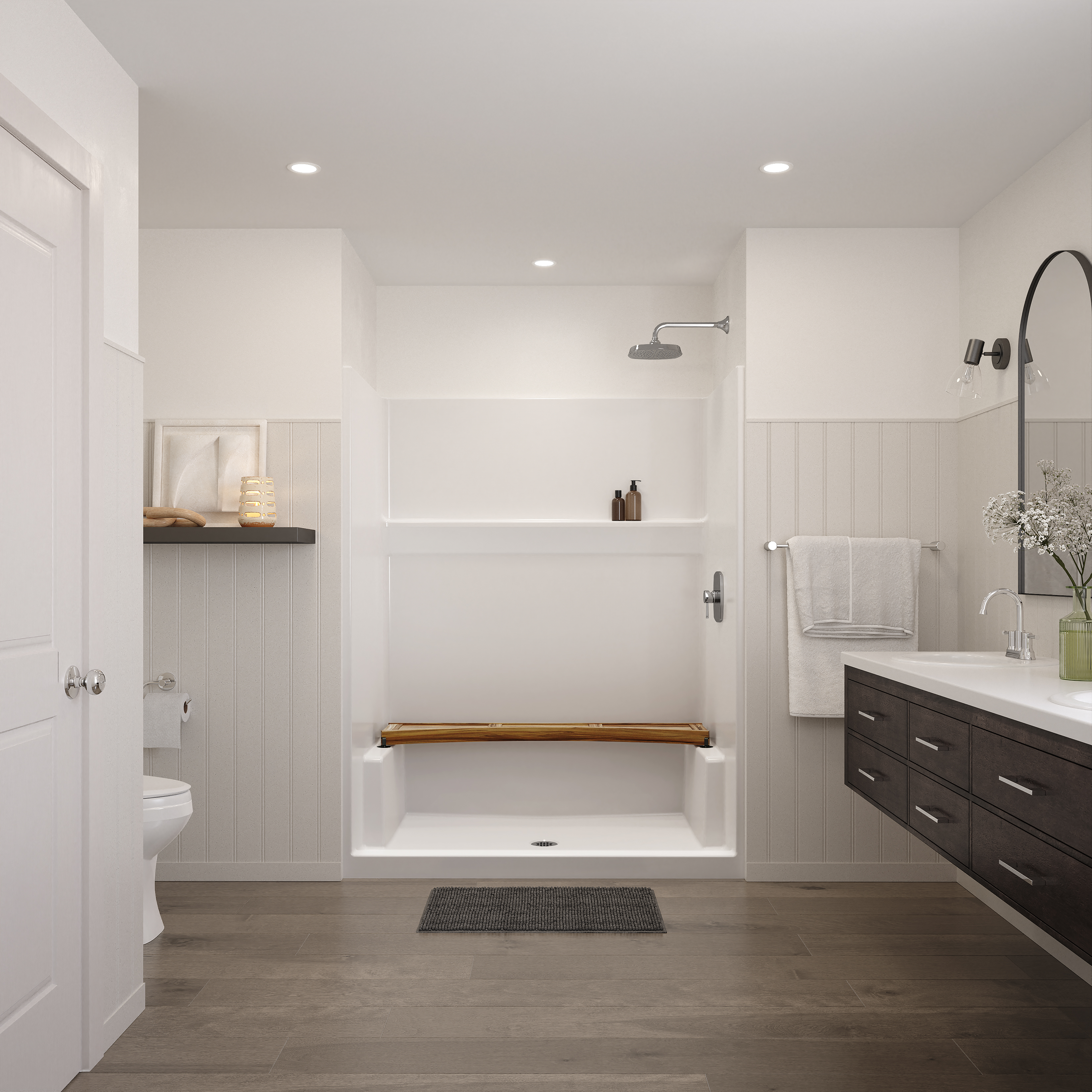 Icon SH6034 AcrylX™ Alcove Center Drain One-Piece Shower in White view 3