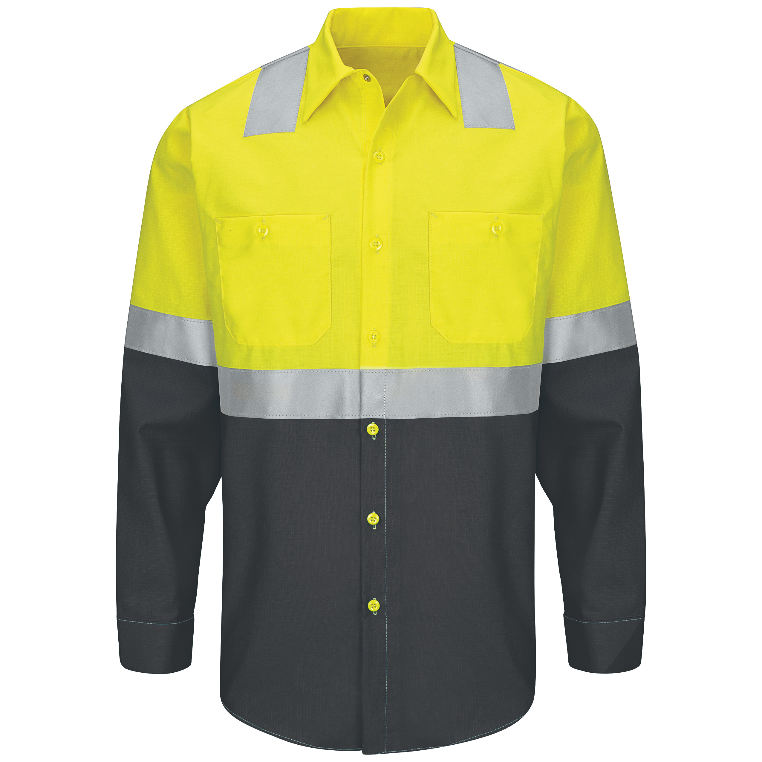 Picture of Red Kap® SY14-COLORBLOCK-C2 Hi-Visibility Long Sleeve Color Block Ripstop Work Shirt - Type R, Class 2