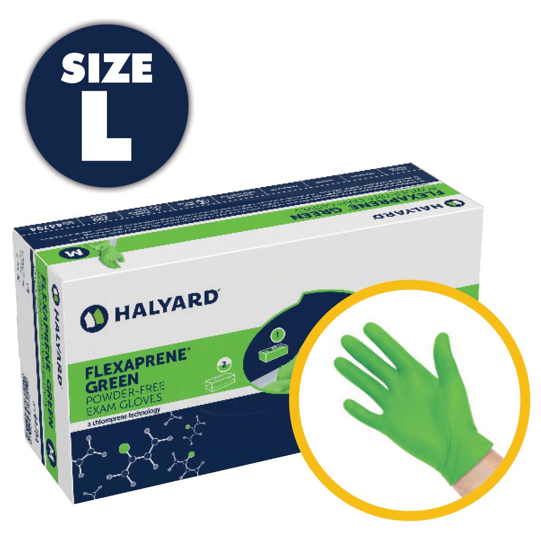 Flexaprene Green Exam Gloves -Large- 200/Box