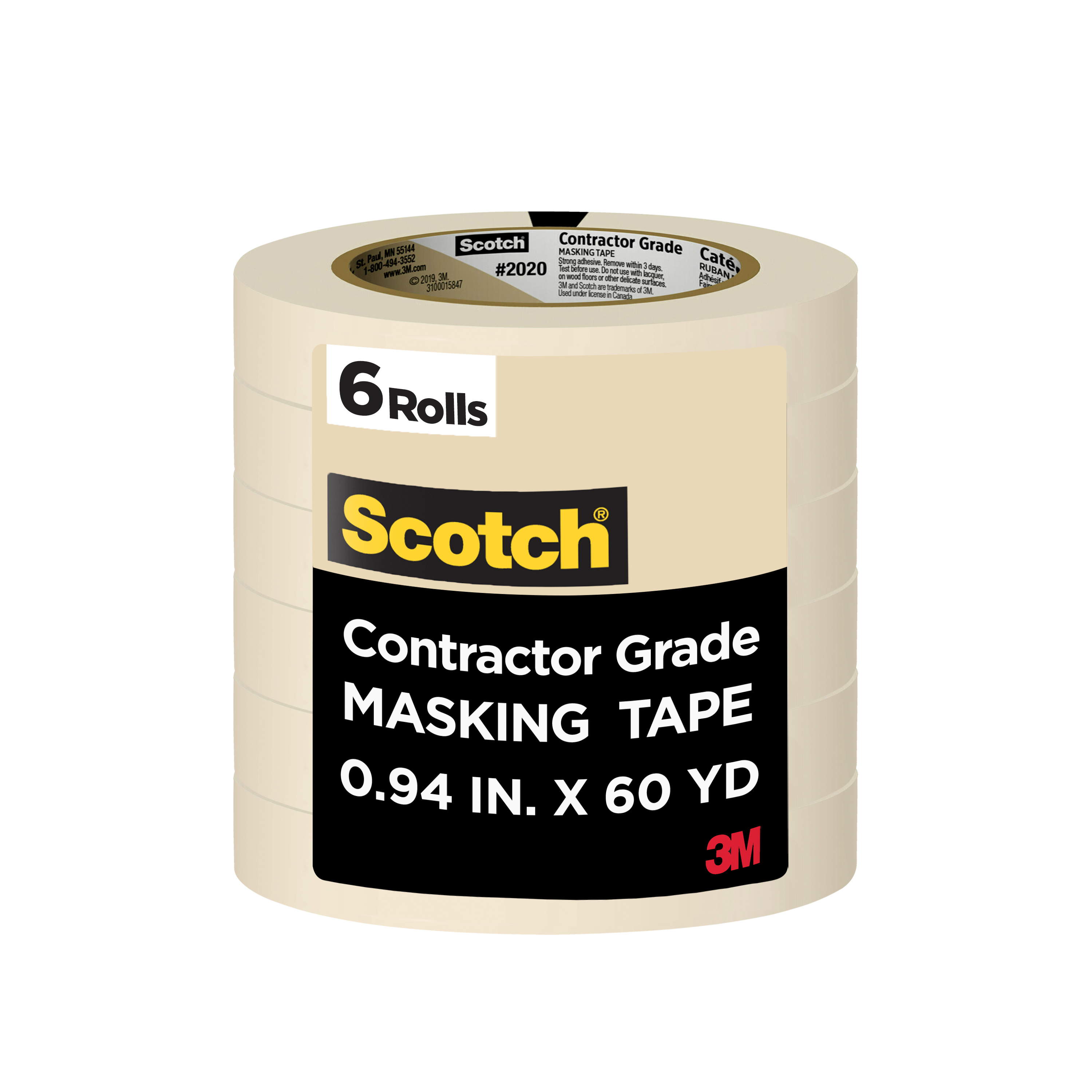 6PK SCOTCH GRADE MASKING TAPE 0.94X60.1 (24MMX55MM)