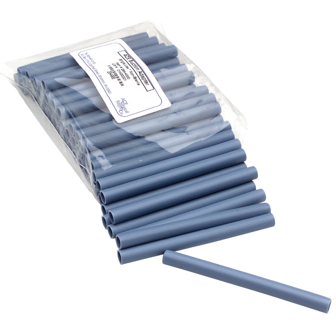Straight Plastic Adapter, blue, Non-Sterile ,5"