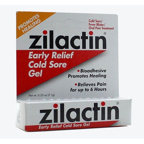 Zilactin® Early Relief Cold Sore Gel, 0.25 oz Tube