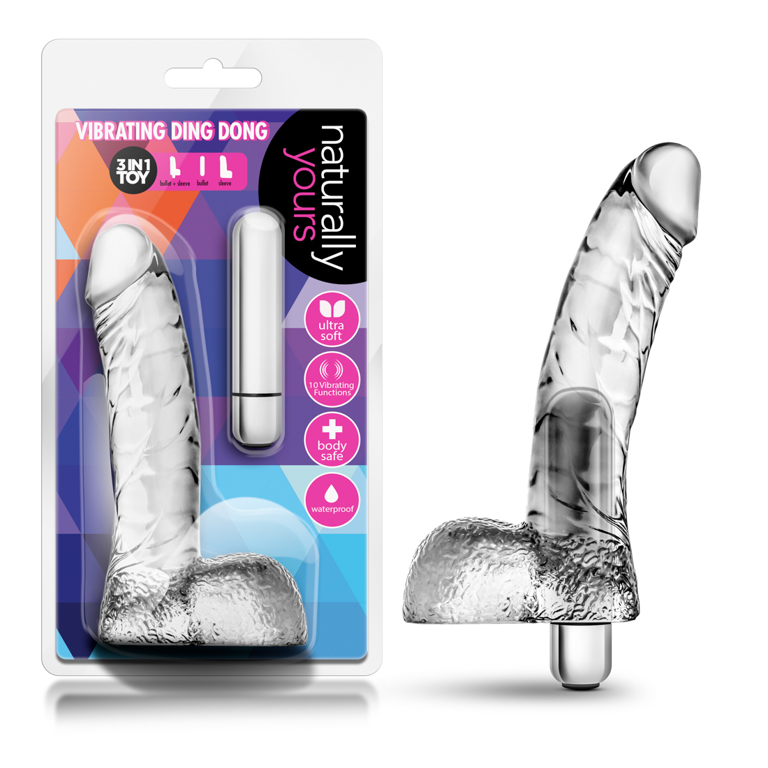 Blush Naturally Yours Vibrating Ding Dong Clear 6.5-Inch Vibrator