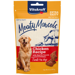 Image of Vitakraft Meaty Morsels Dog Treat, Chicken Recipe with Beef & Carrots, 4.2 oz