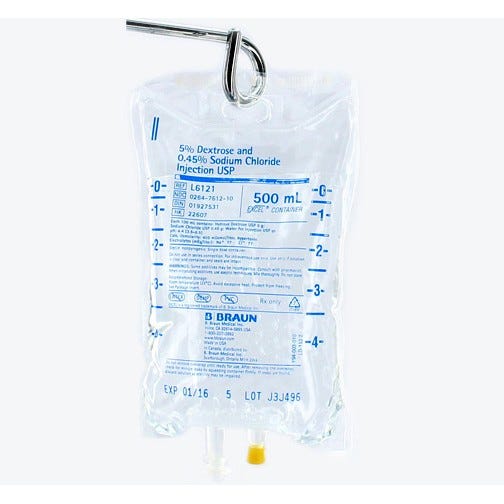 Each- 5% Dextrose and 0.45% Sodium Chloride, 500ml Plastic Bag for Injection