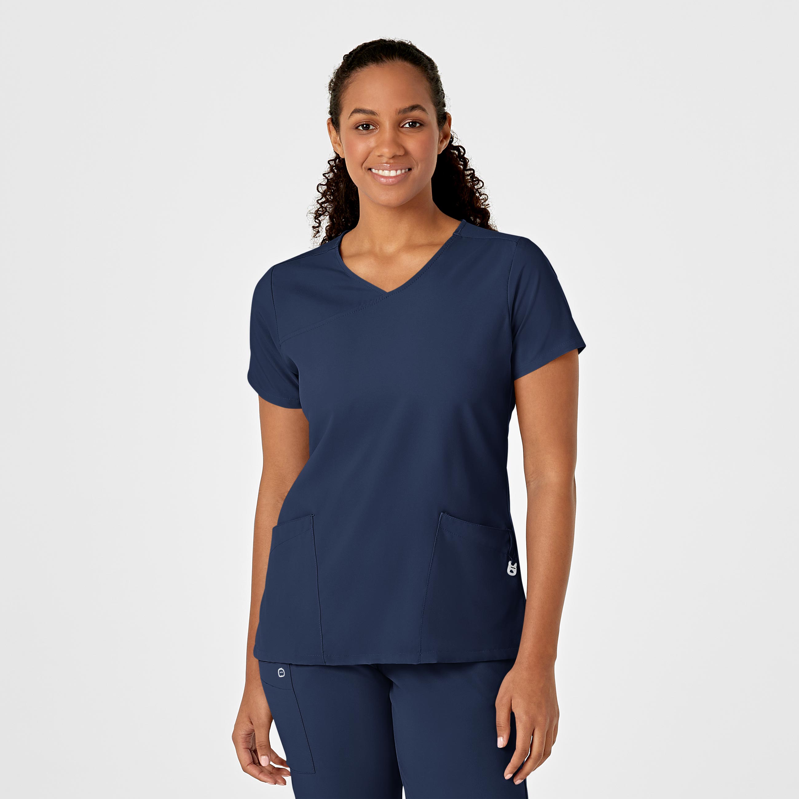 W123 Women&#8216;s Y-Neck Wrap Scrub Top-Wonder Wink