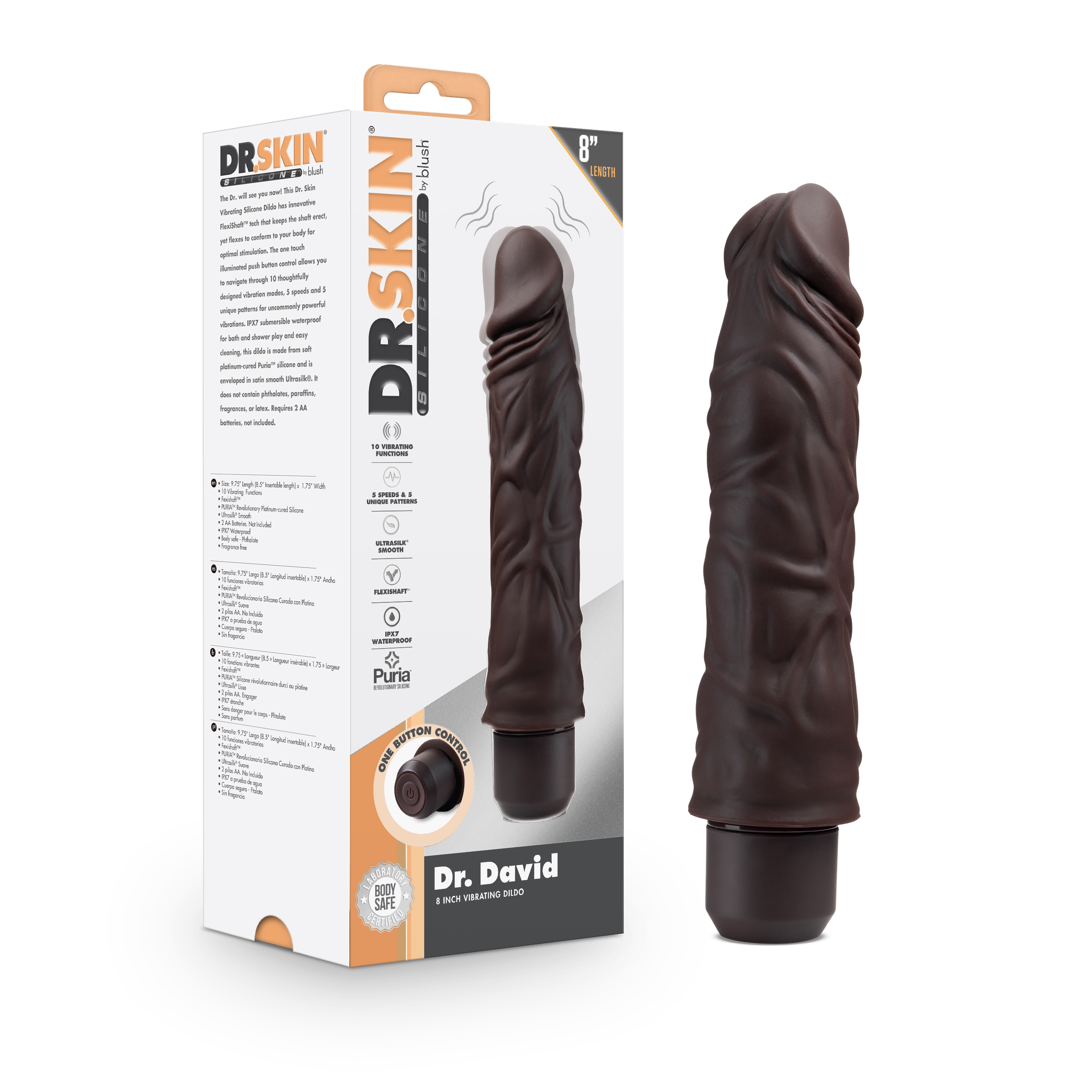 Blush Dr. Skin Silicone Dr. David Brown 8.5-Inch Long Vibrating Dildo