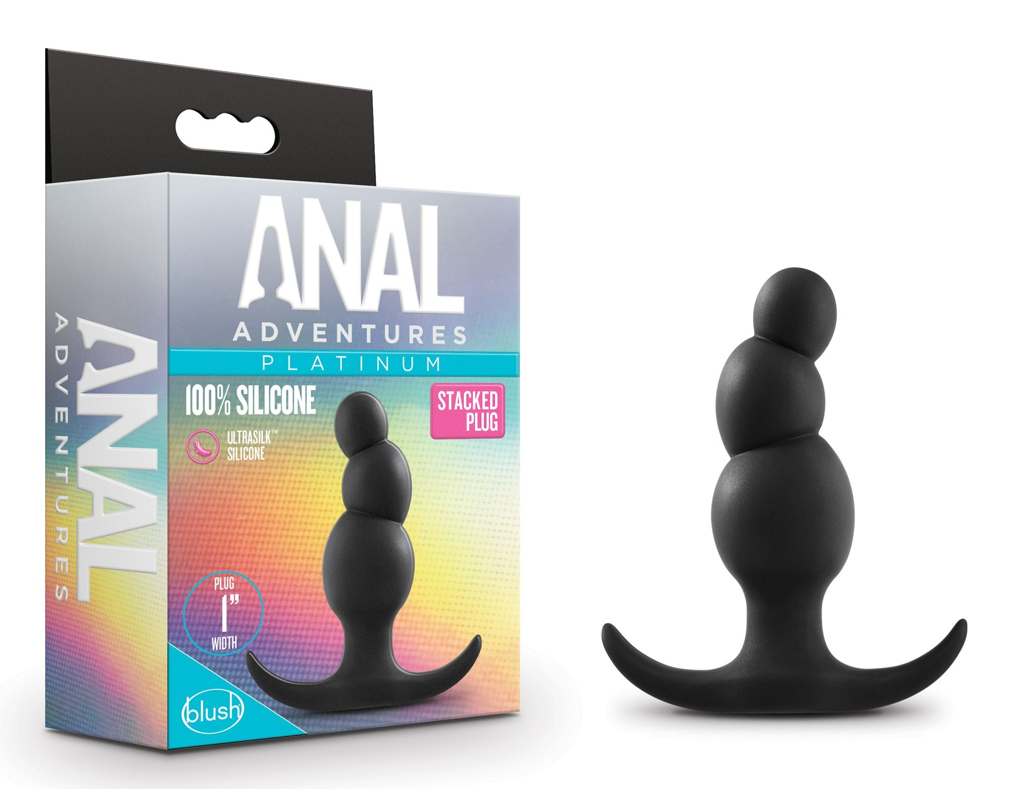 Blush Anal Adventures Platinum Stacked Black 3.25-Inch Anal Plug