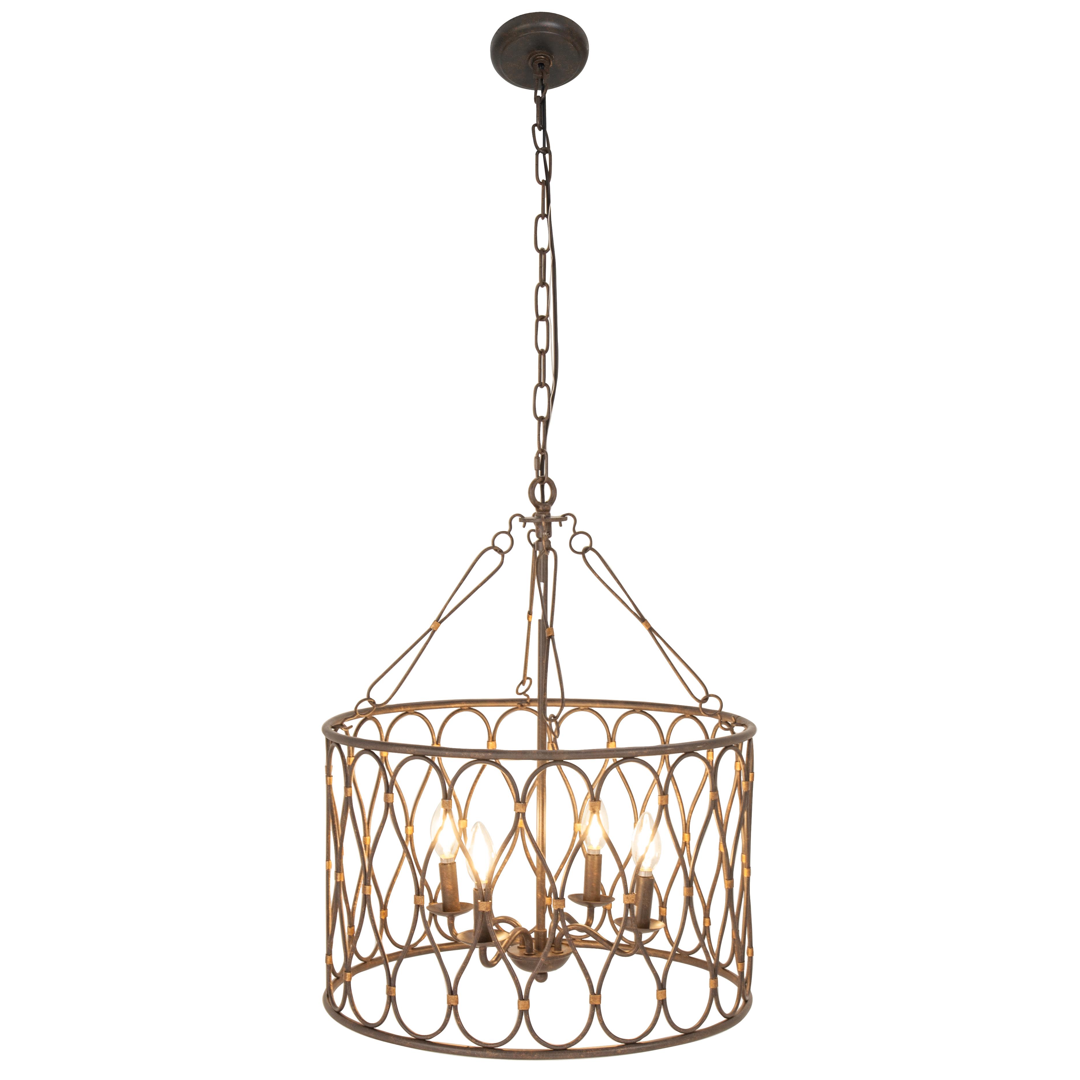 Brown Metal  Chandelier, 20" x 20" x 25"