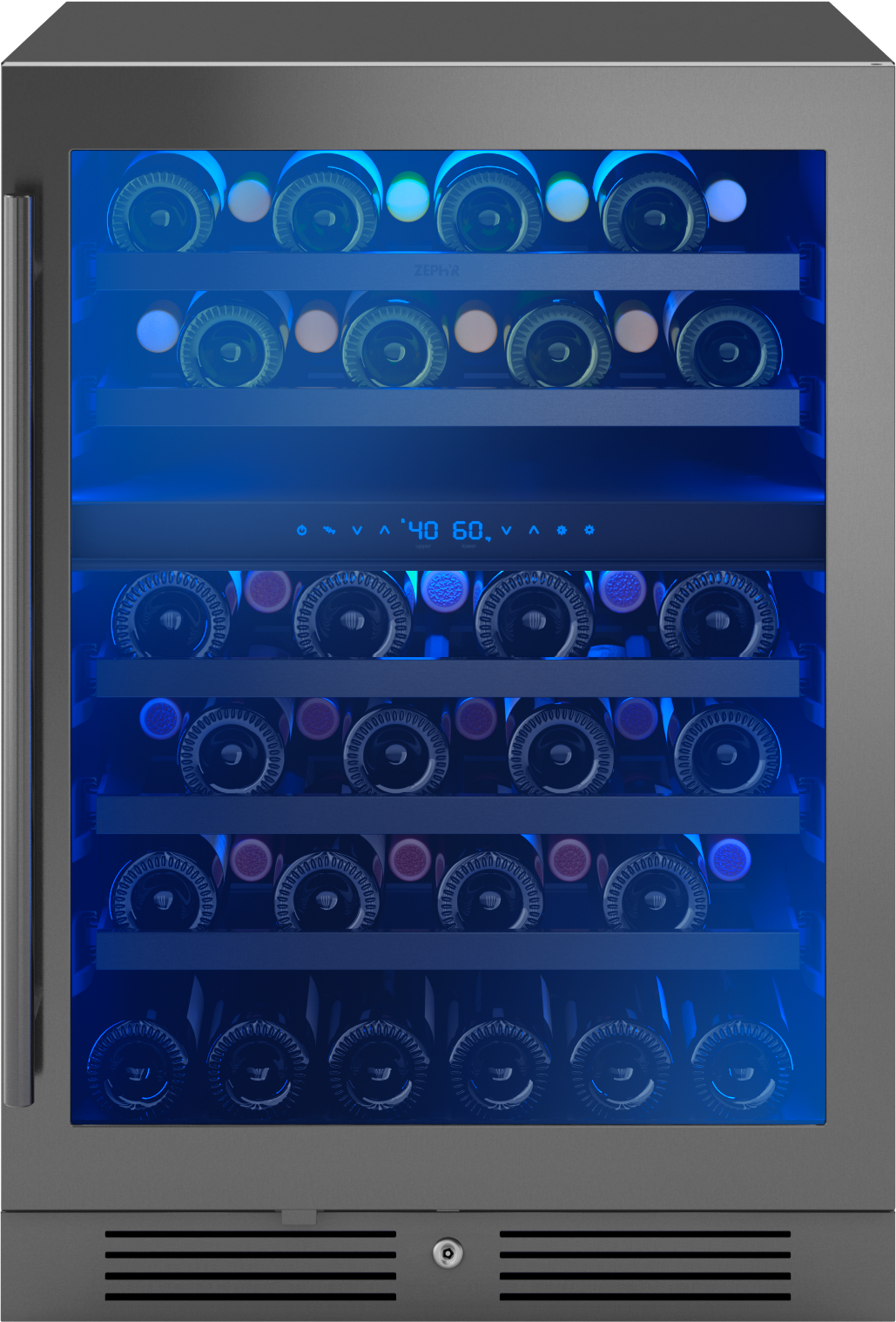 Zephyr Presrv Wine Cooler, 24in UC, Blk SS+Gls,Rvs Dr, 2Z Zephyr Presrv Wine Cooler, 24in UC, Blk SS+Gls,Rvs Dr, 2Z