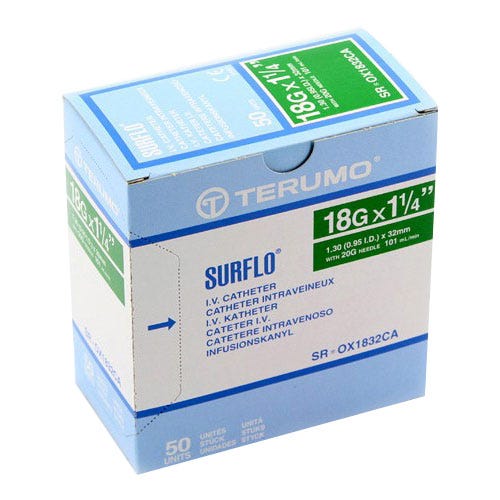 Catheter SURFLO® 18ga x 1-1/4" -50/Box