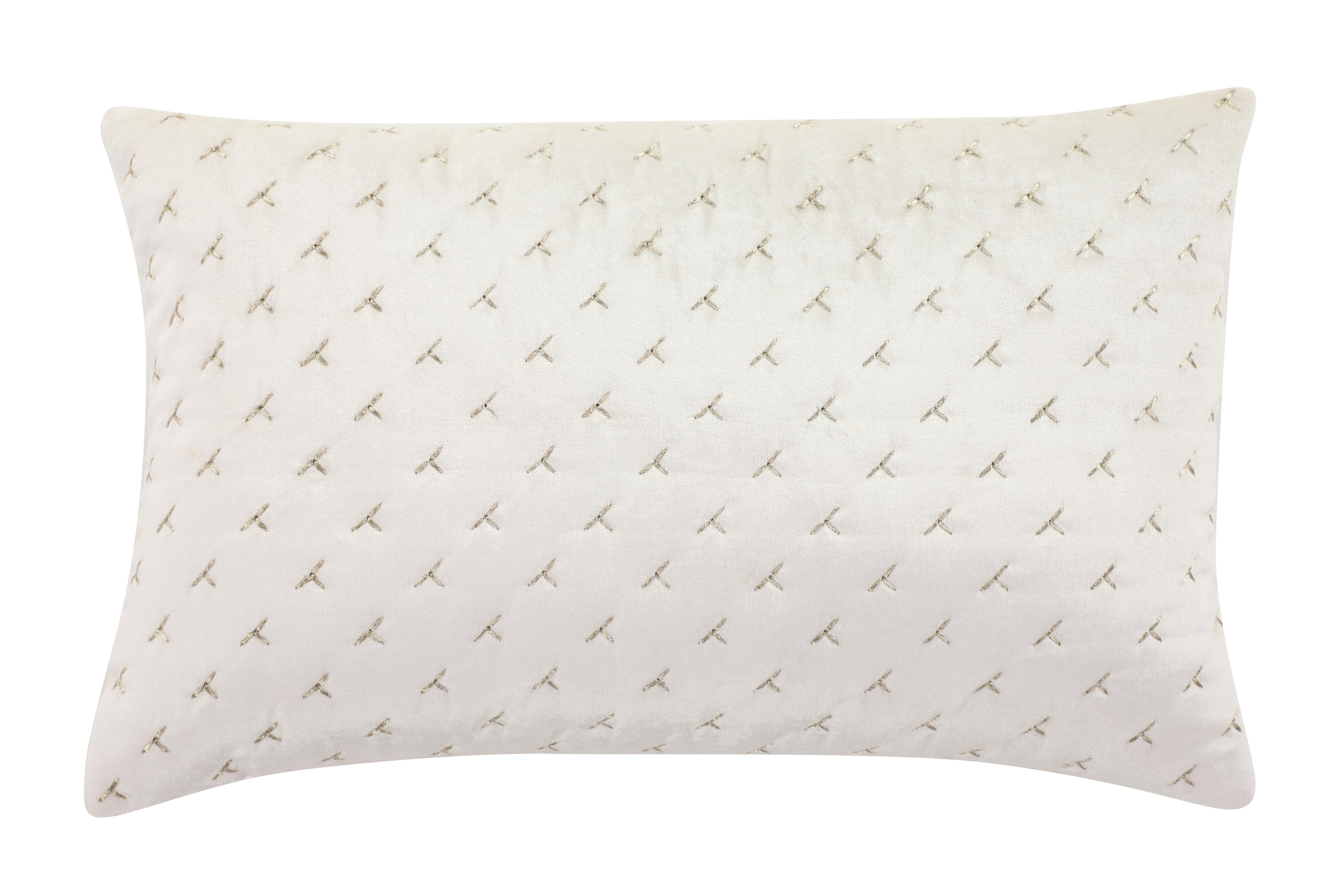 White Fabric  Pillow Decorative, 21" x 5" x 13"