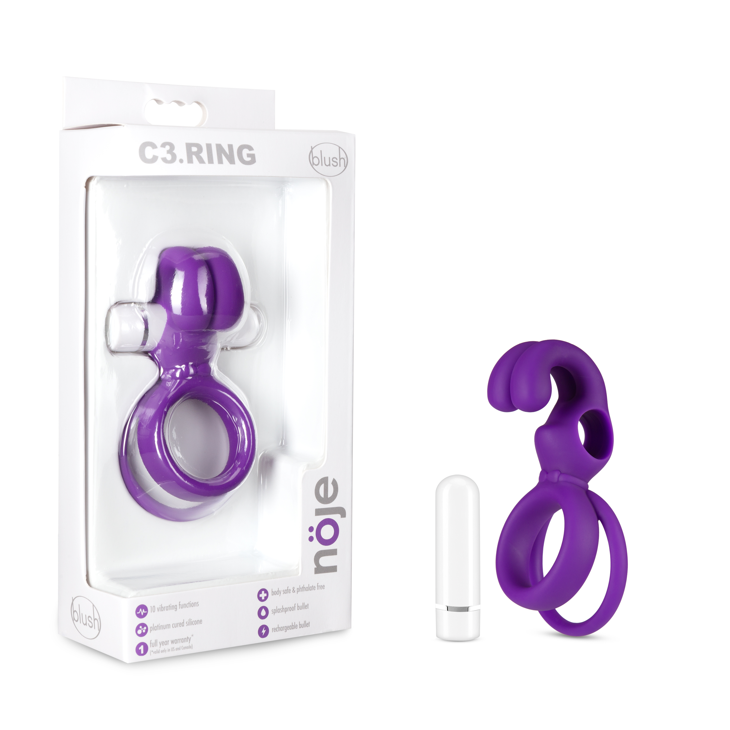 Blush Noje? / C3 Iris: Rechargeable Vibrating Penis Ring  - Made with Puria? Silicone