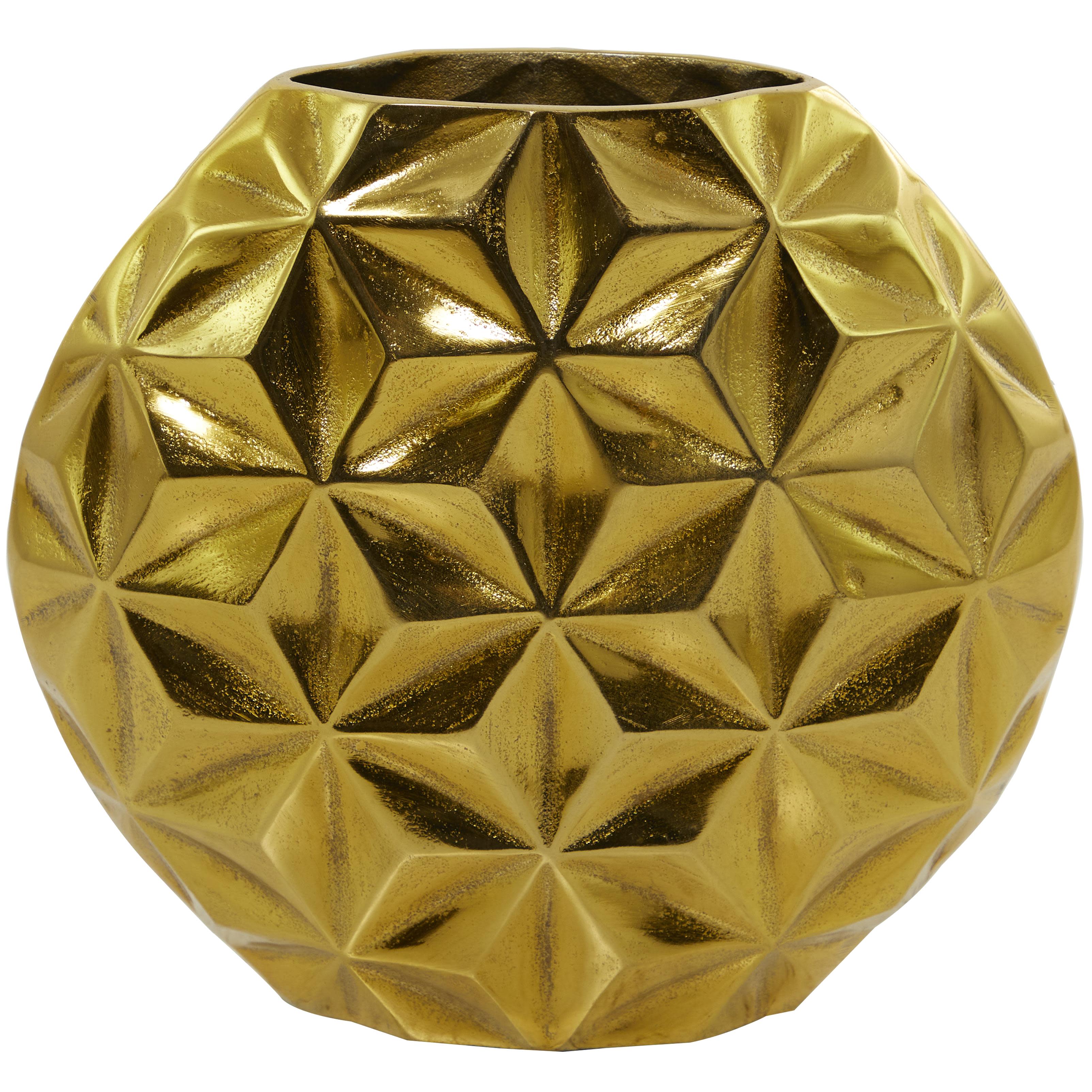 CosmoLiving by Cosmopolitan Gold Aluminum Metal Geometric Faceted Decorative Vase, 12" x 4" x 11"