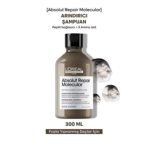 absolut repair molecular tüm yıpranmış saçlar için arındırıcı şampuan