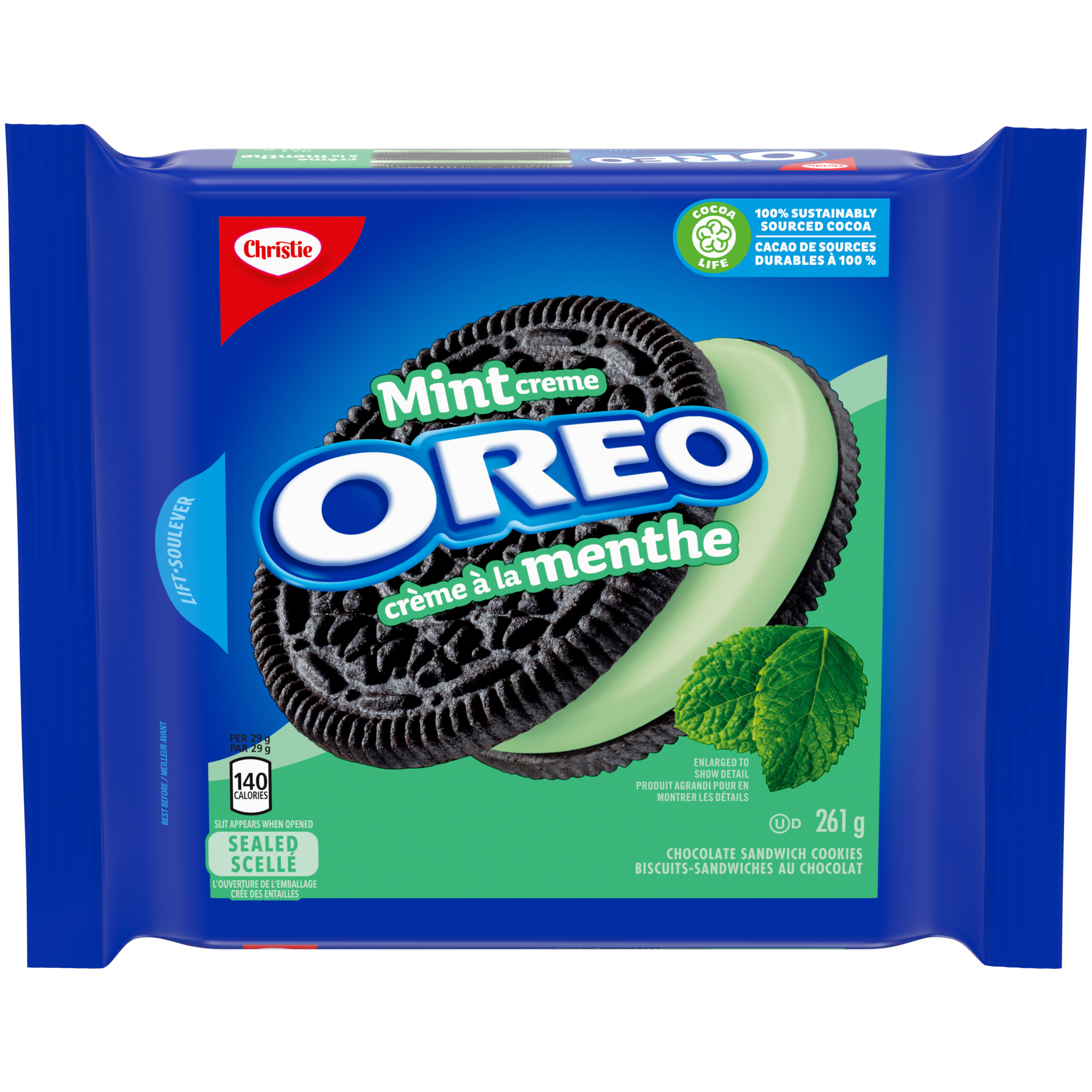 Oreo Mint Crème Sandwich Cookies, 261G