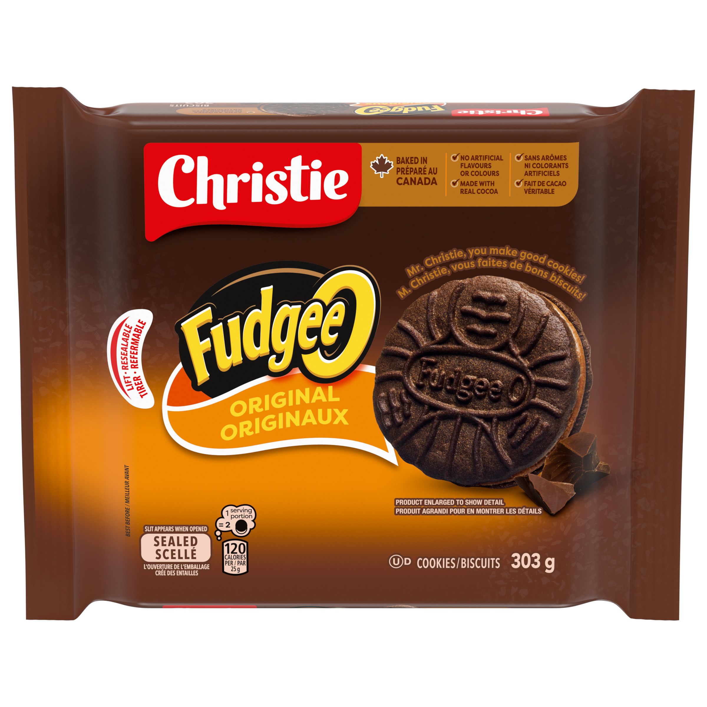 Fudgee-O Chocolatey Creme Filled Sandwich Cookies 303G -1