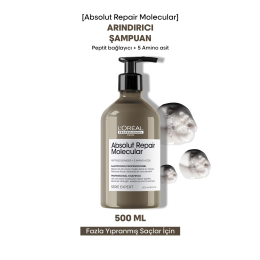 absolut repair molecular tüm yıpranmış saçlar için arındırıcı şampuan