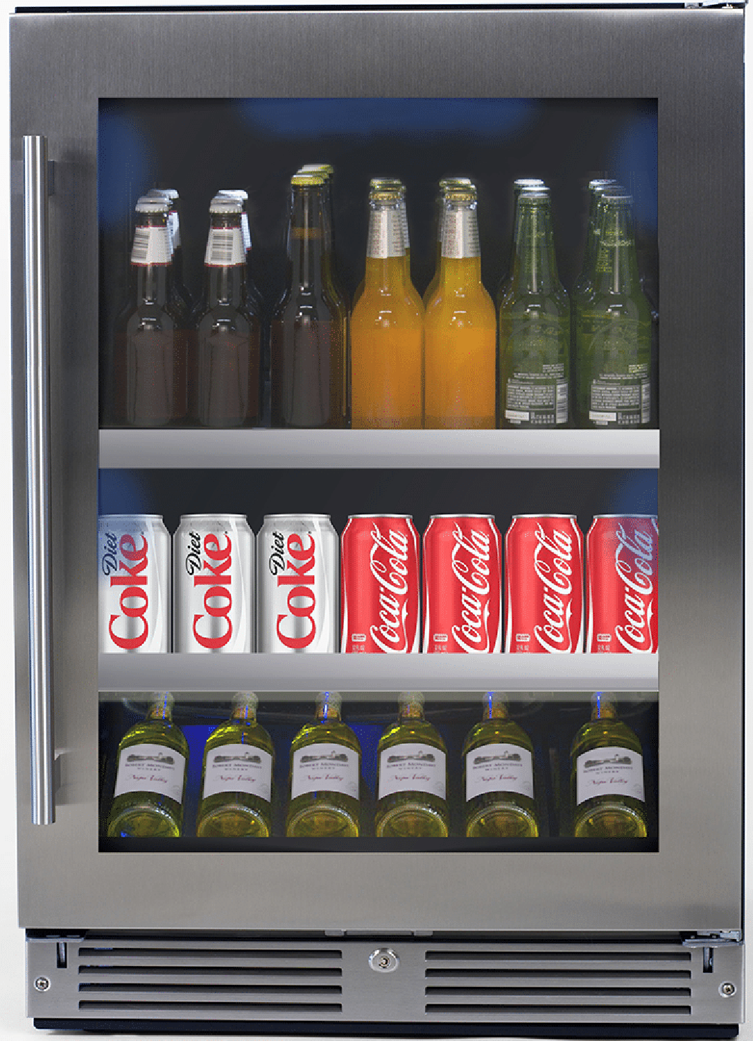 XO Appliances 24 Beverage Center with a Stainless Steel and Glass Door, Right Hinge