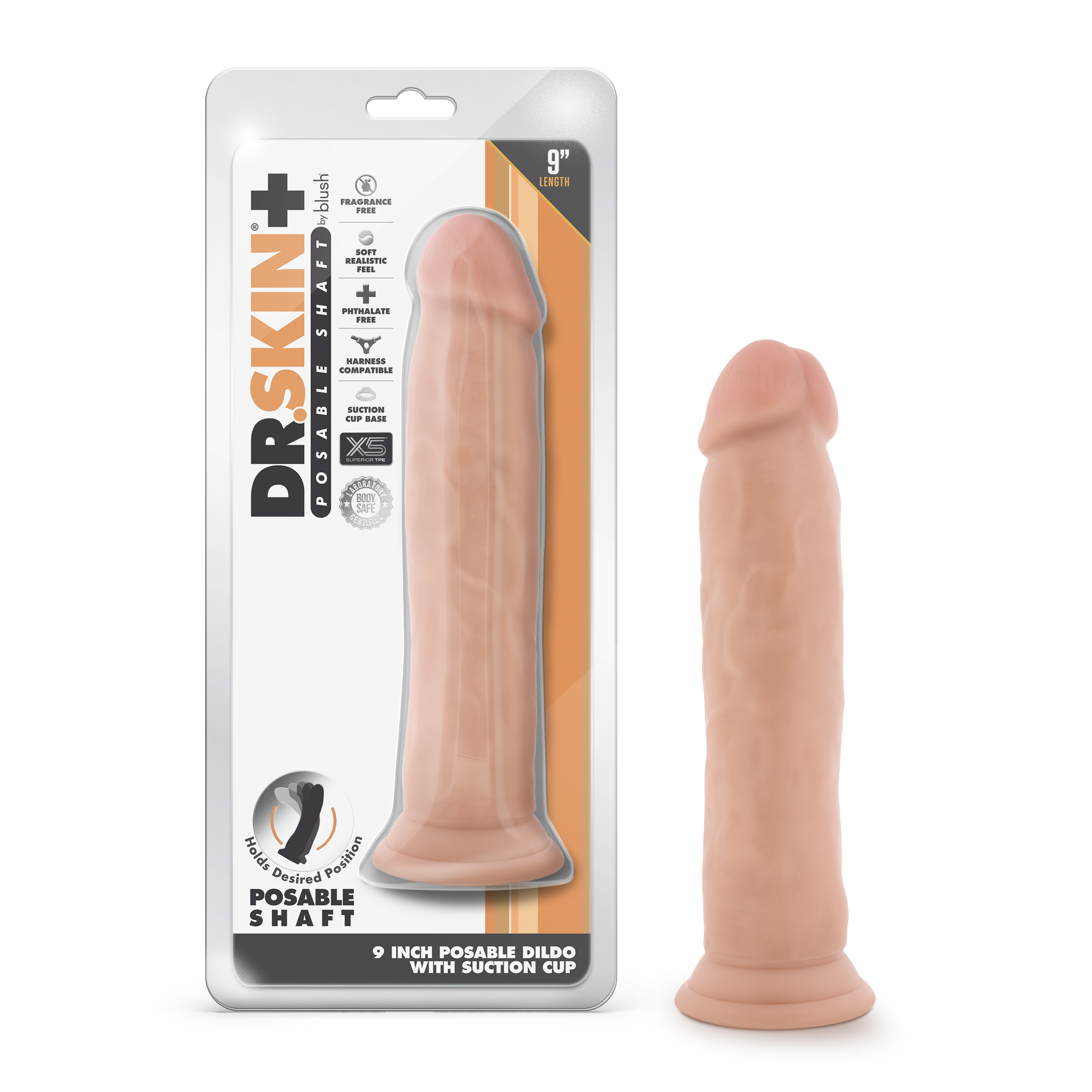 Blush Dr. Skin Plus Realistic Vanilla 9.25-Inch Long Dildo With Suction Cup Base