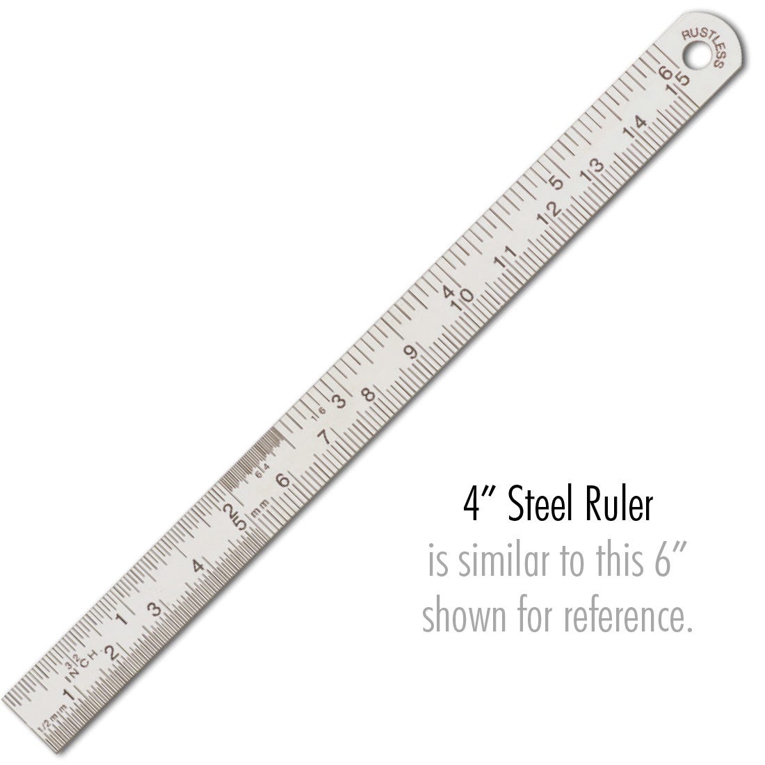 ACE Stainless Steel Ruler - Inches and Millimeter Markings, 1/2" x 4"