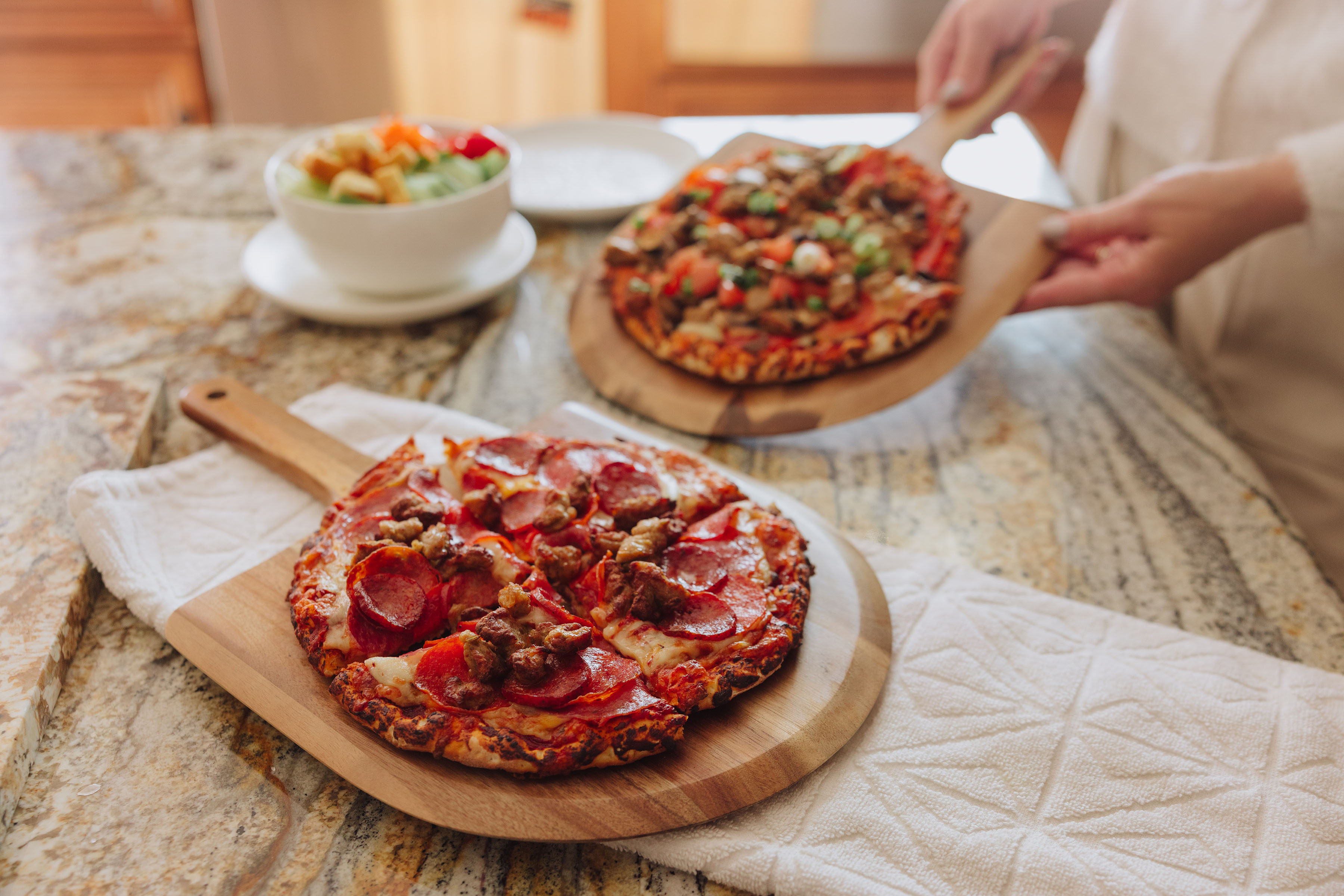 Acacia Personal Pizza Peel Serving Board Paddle Set of 2