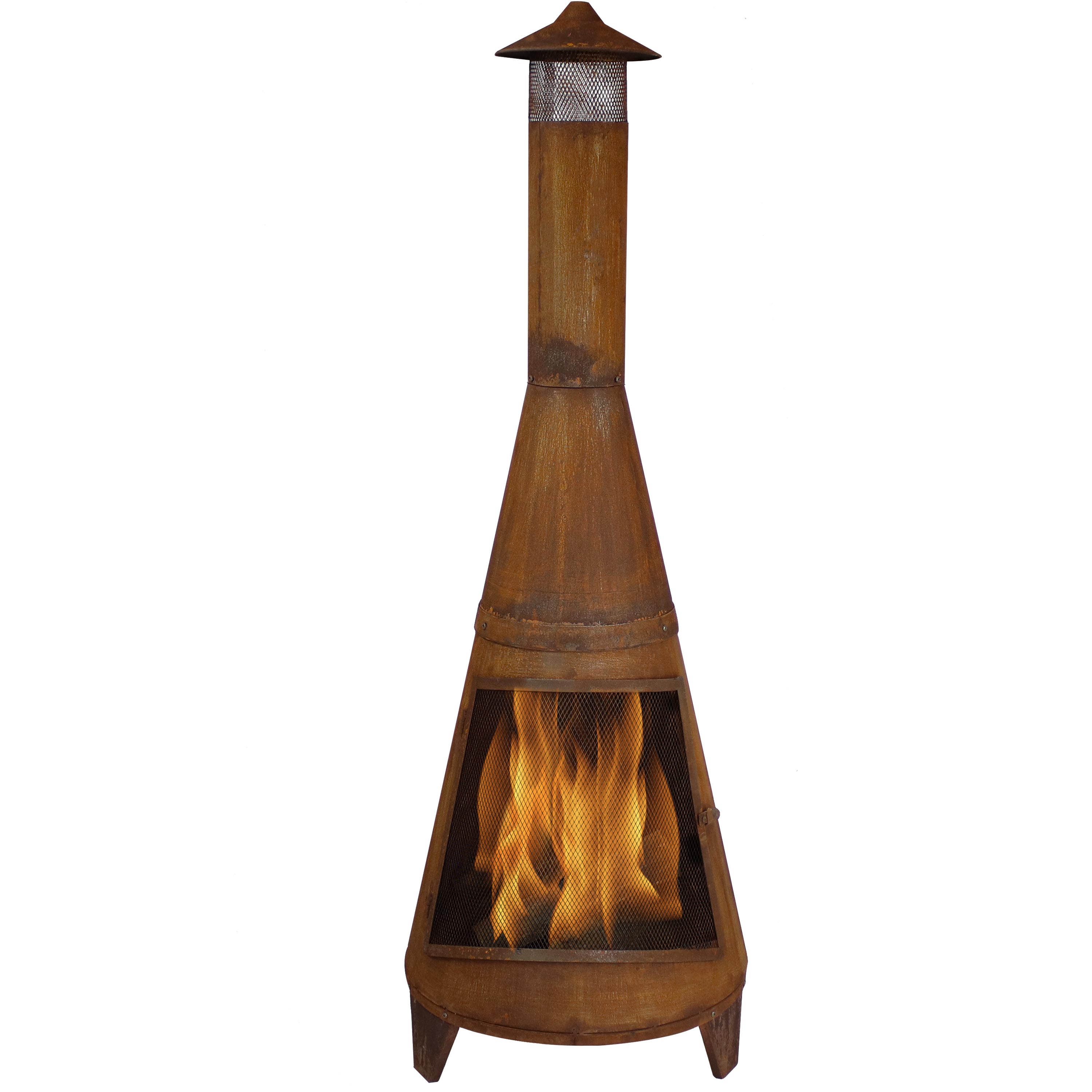 Sunnydaze Rustic Outdoor Wood-Burning Backyard Chiminea Fire Pit - 70-Inch