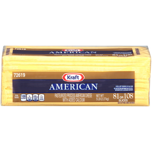  KRAFT American Ribbon Sliced Cheese (81-108 Slices), 5 Lb. (Pack of 4) 