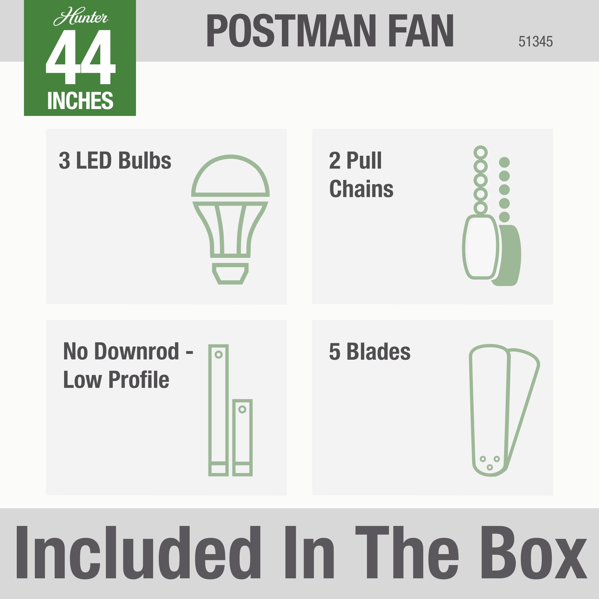 Postman LP with LED light 44 inch Ceiling Fan Hunter Fan