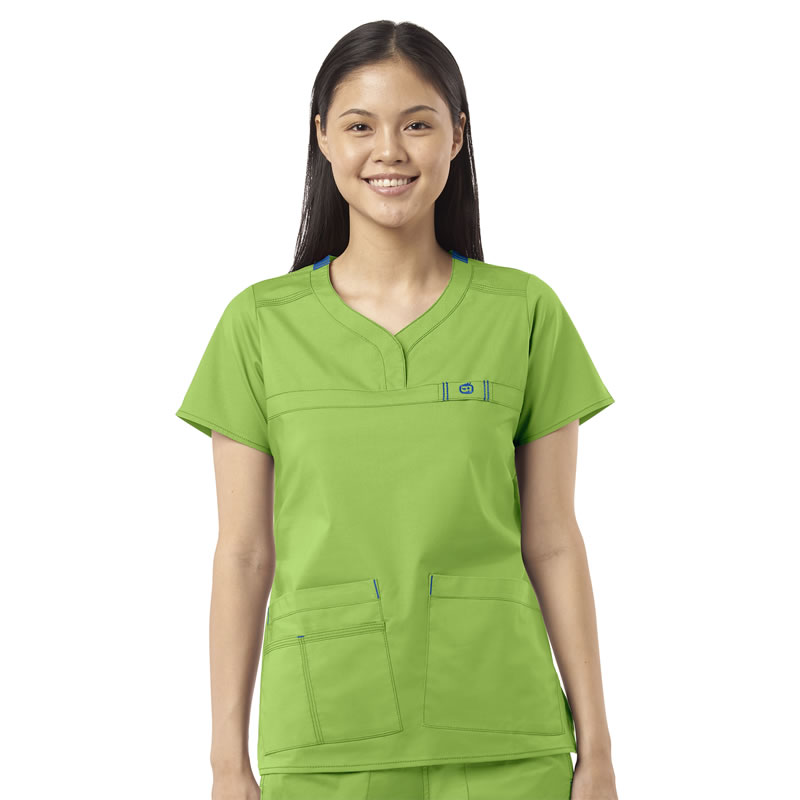 WonderFLEX Patience - Women&#8216;s Curved Notch Neck Scrub Top-Wonder Wink