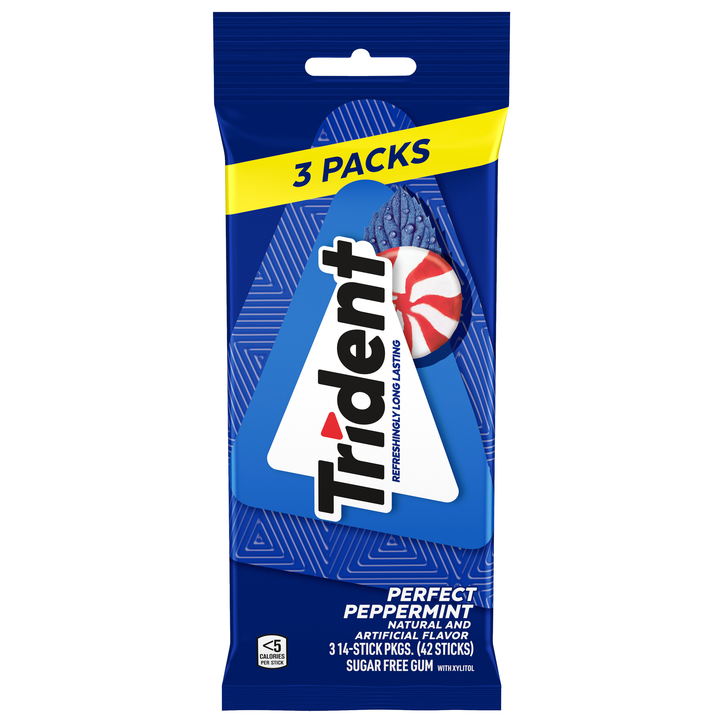 Trident Perfect Peppermint Sugar Free Gum, 3 Packs of 14 Pieces (42 Total Pieces)-0
