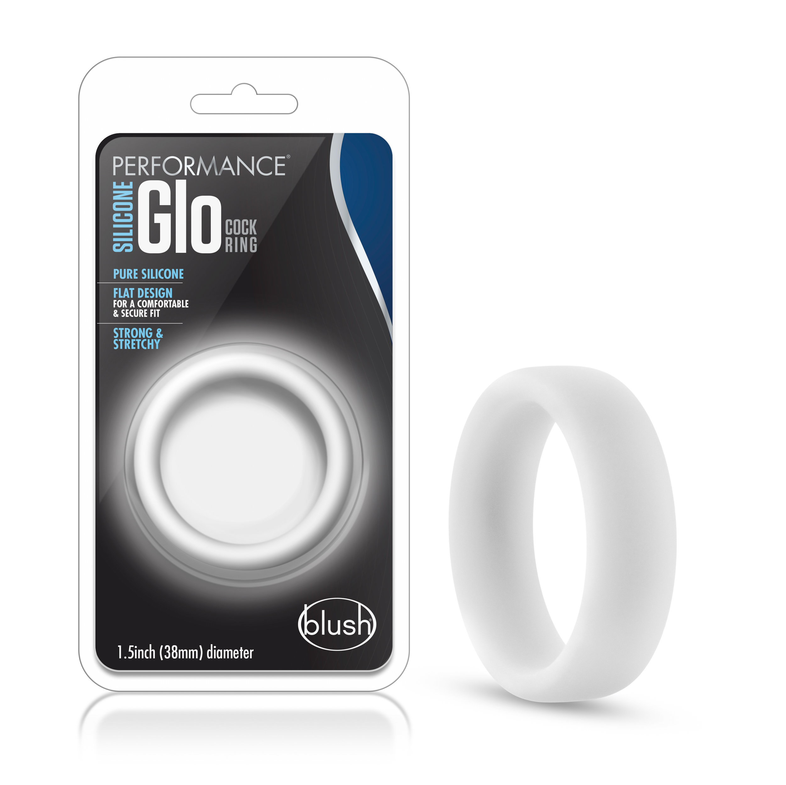 Blush Performance? / Glo: Glow In The Dark White Penis Ring - Made with Puria? Silicone