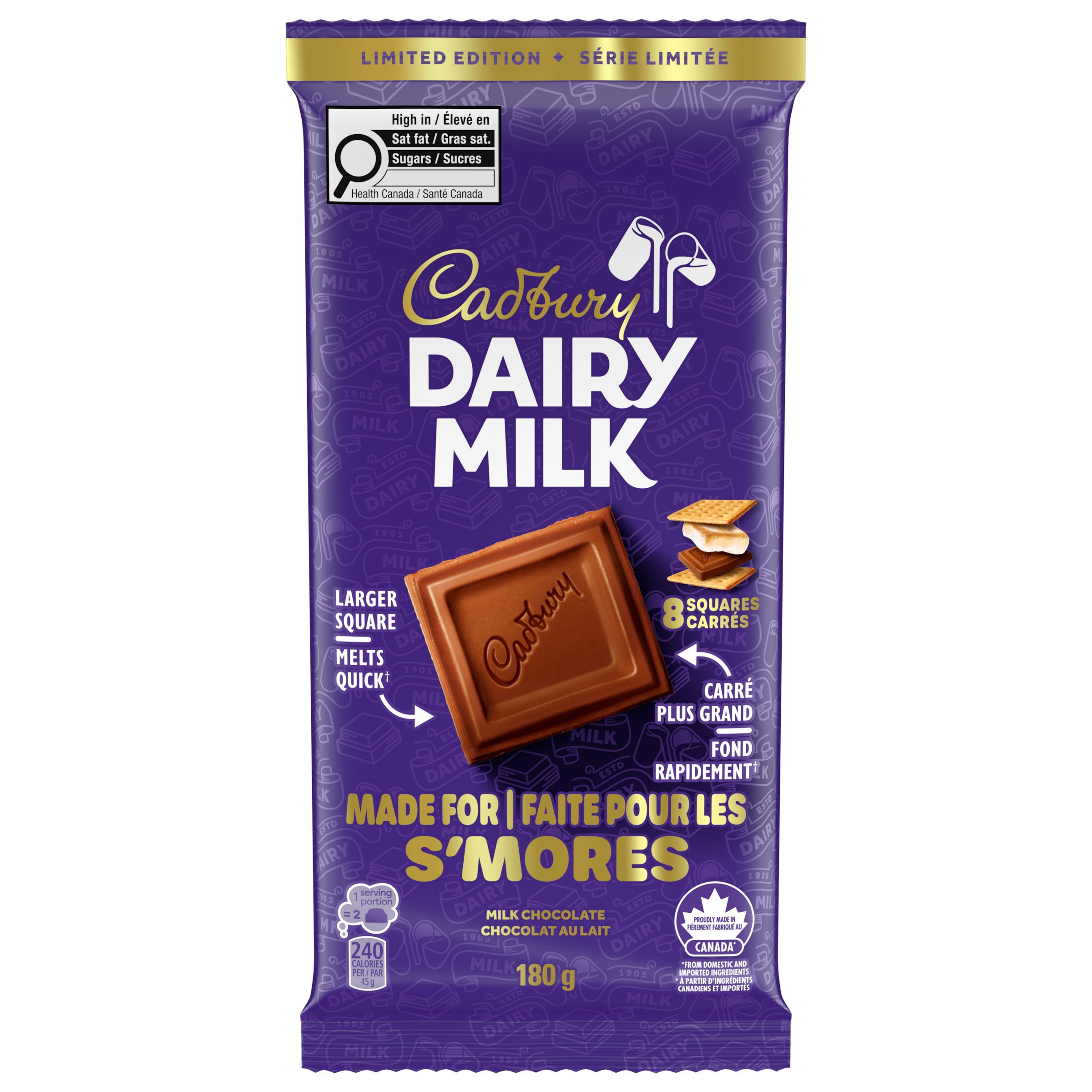 Cadbury Milk Chocolate Bar, Made for Smores, 180 g-1