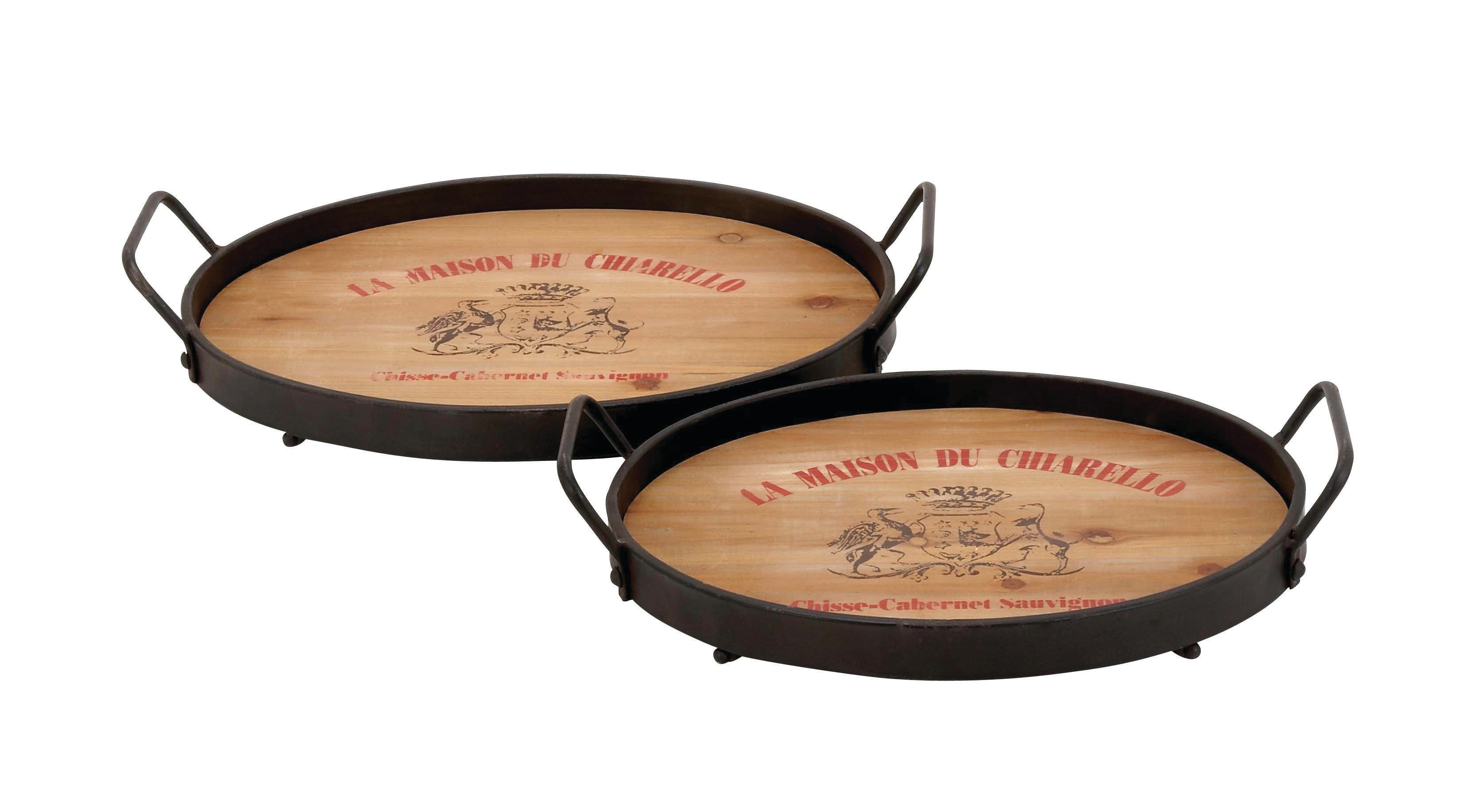 Wooden  Tray, Set of 2 18", 16"W