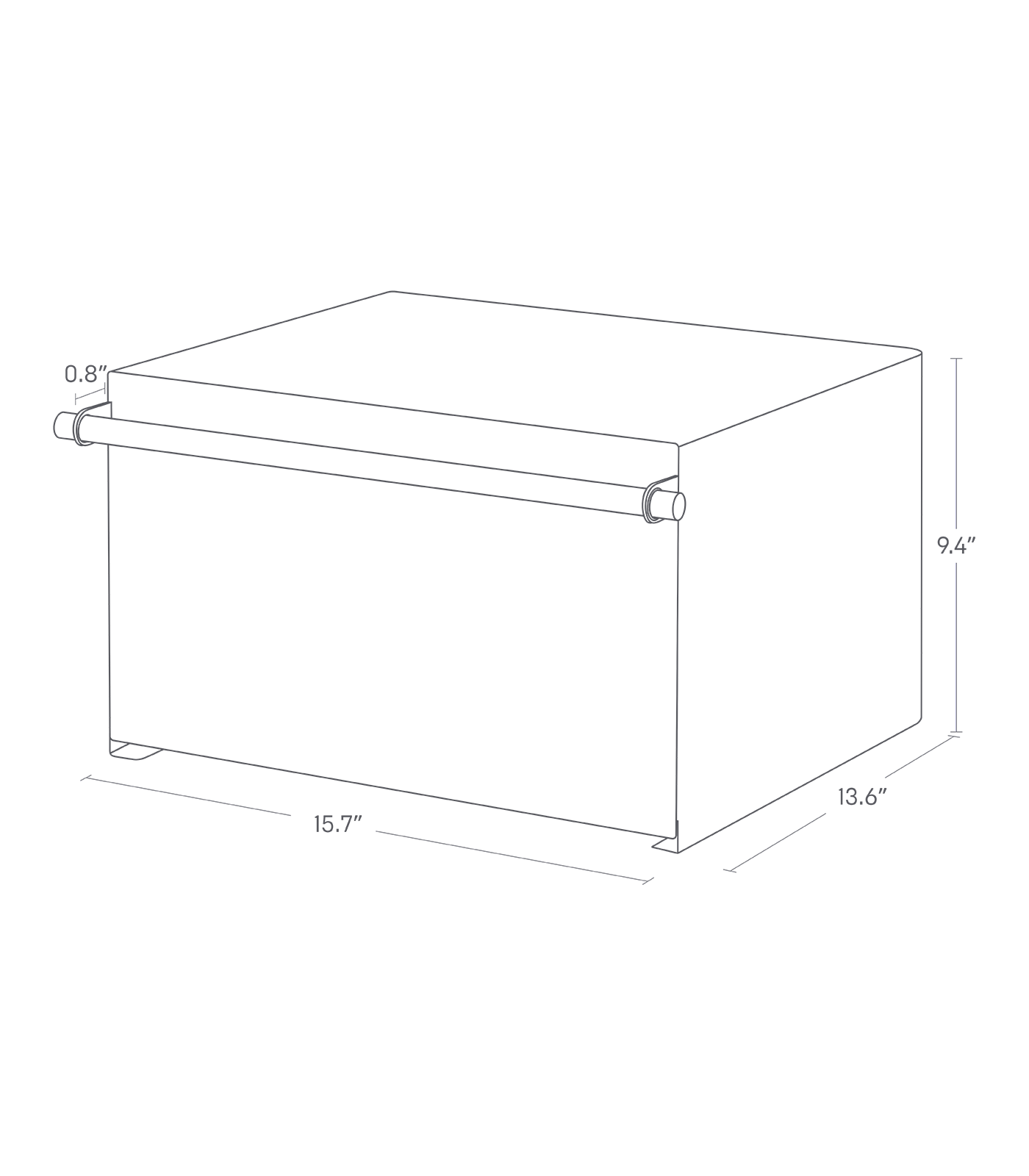 Dimension image for Bread Box - Two Styles on a white background including dimensions  L 14.37 x W 16.93 x H 9.45 inches