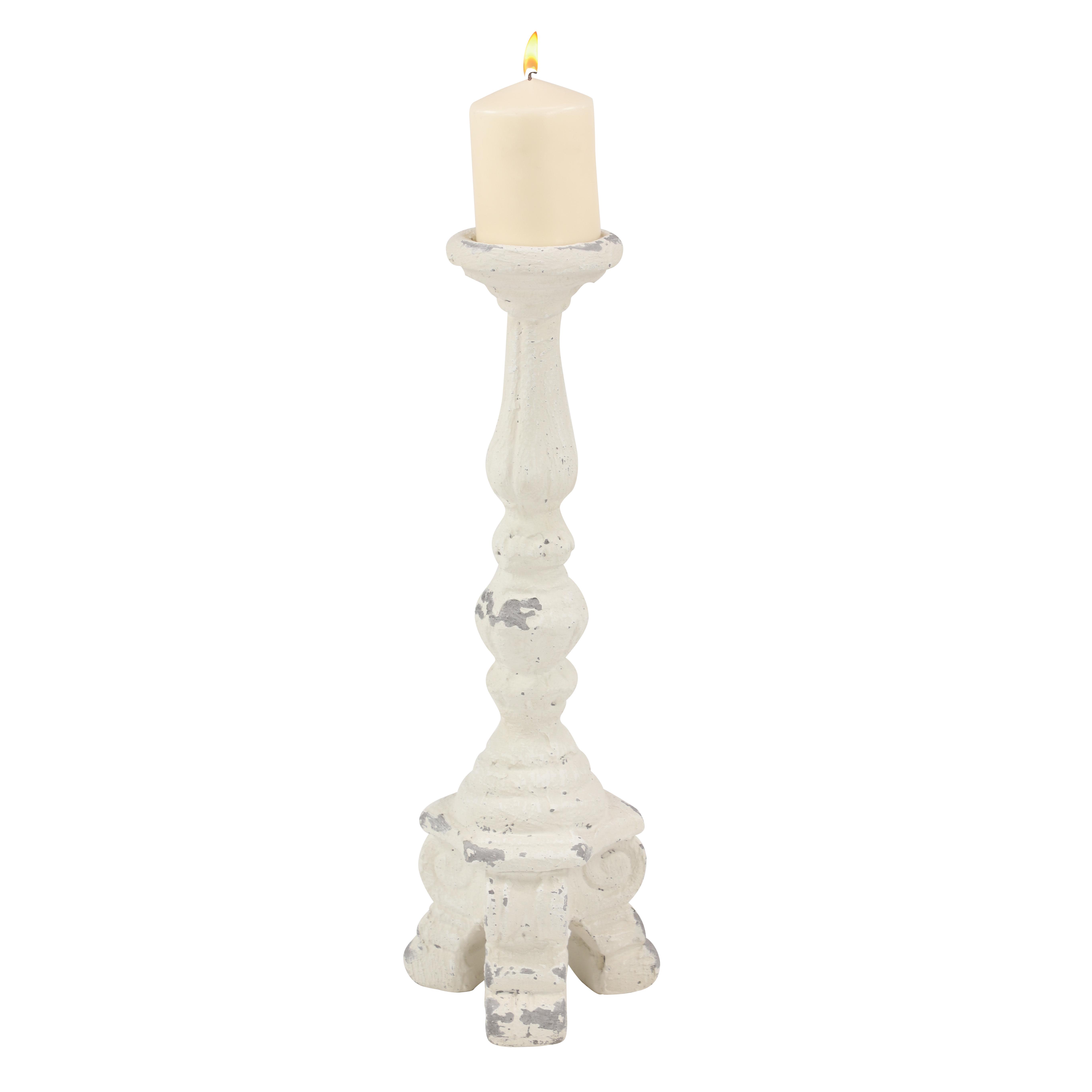 White Fiberglass  Candle Holder, 7" x 7" x 20"