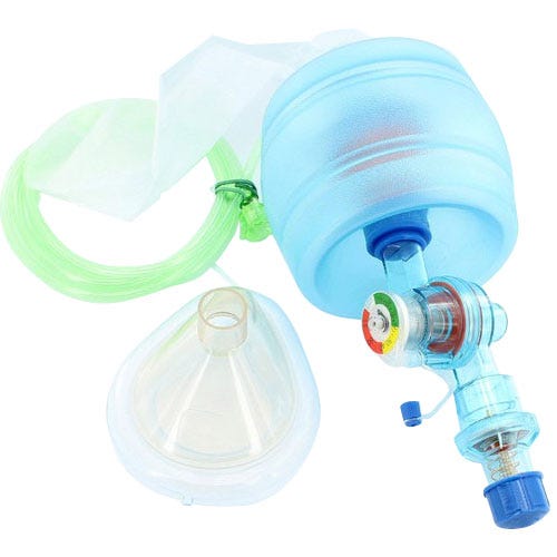Adult CPR2 Bag  w/Mask, Color Coded Manometer and Peep Valve