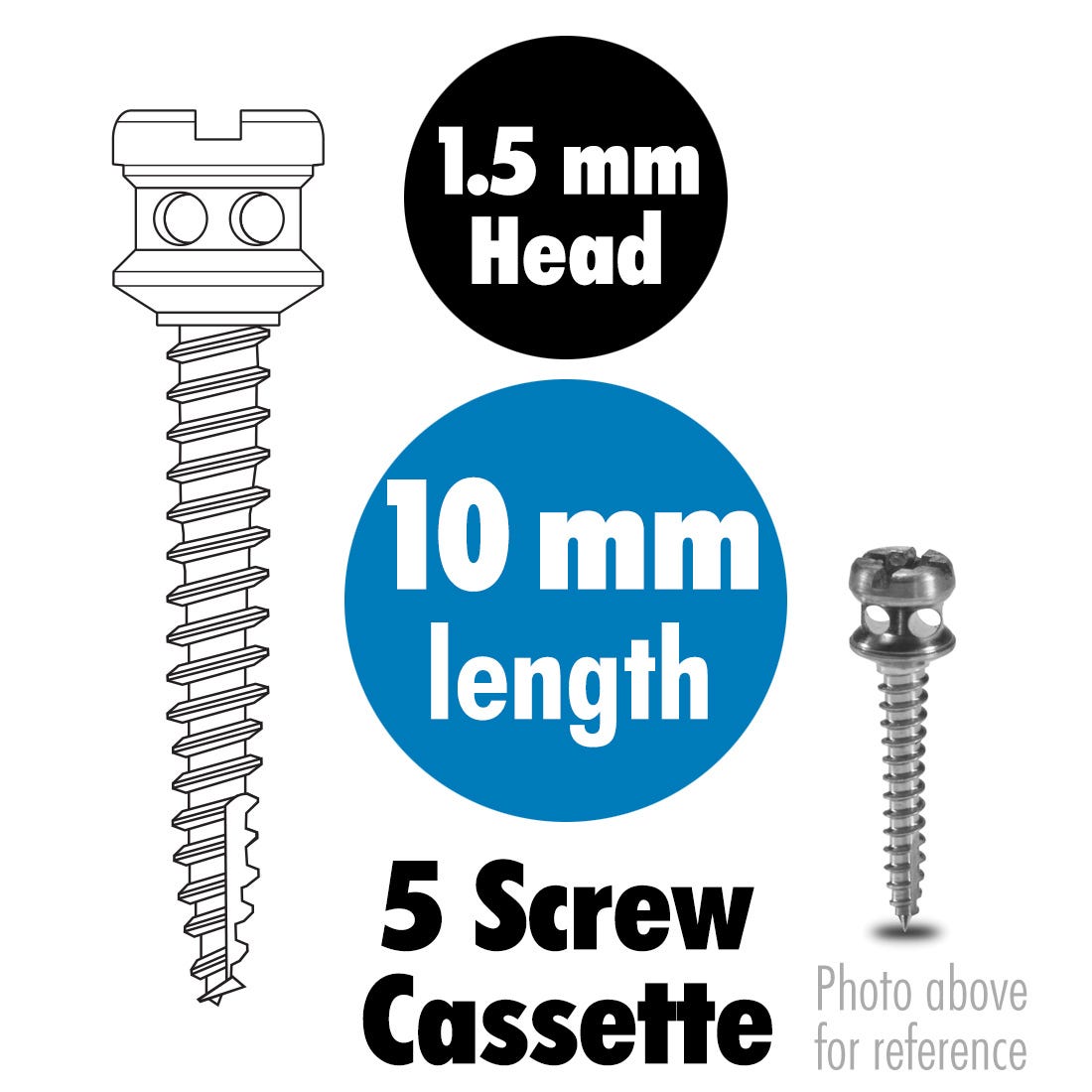 ACE Orthodontic Bone Screws 1.5mm x 10mm, sterile, titanium, 5/Pkg