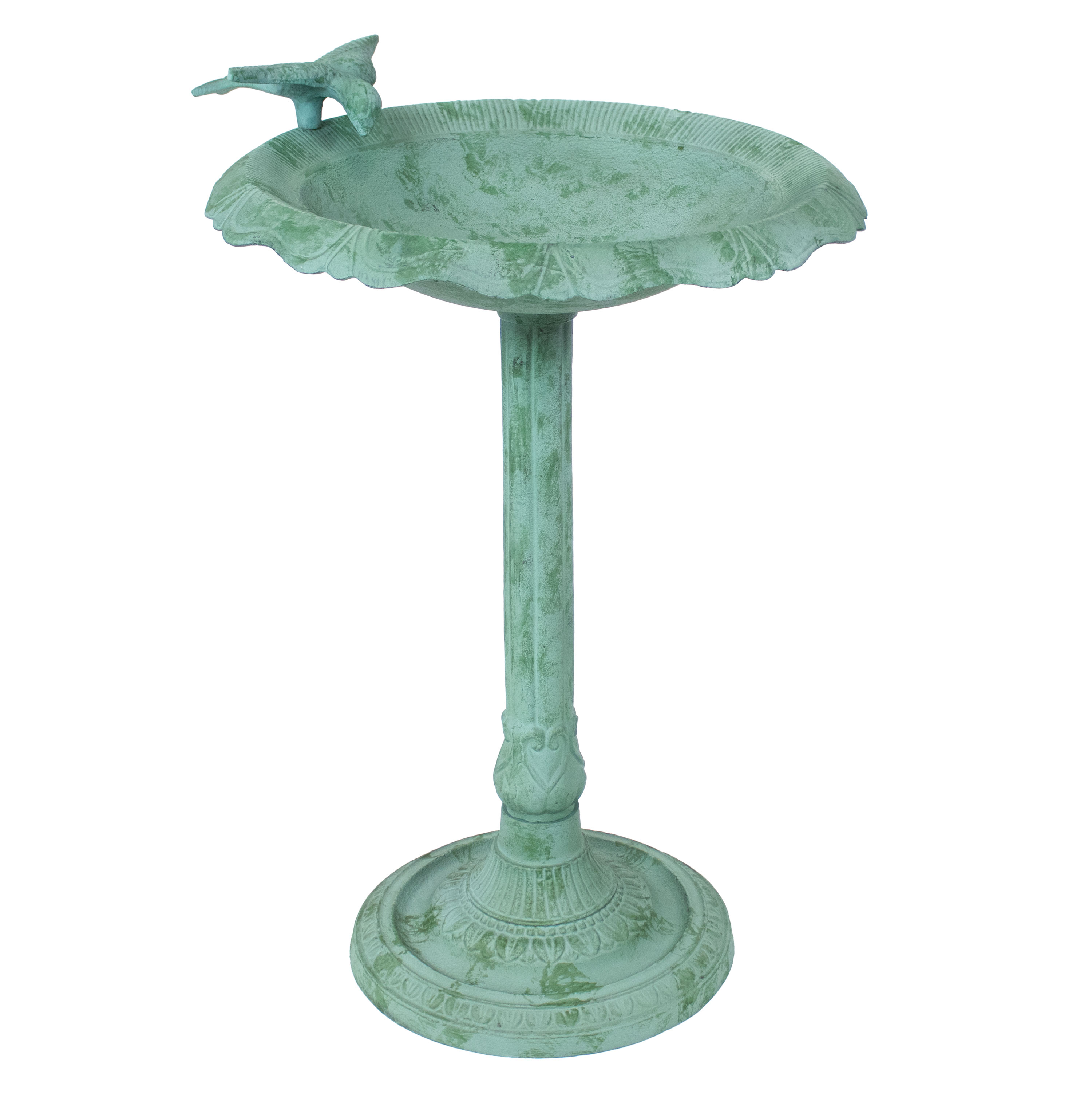 Garden Visitor Cast Aluminum Bird Bath - Green Patina