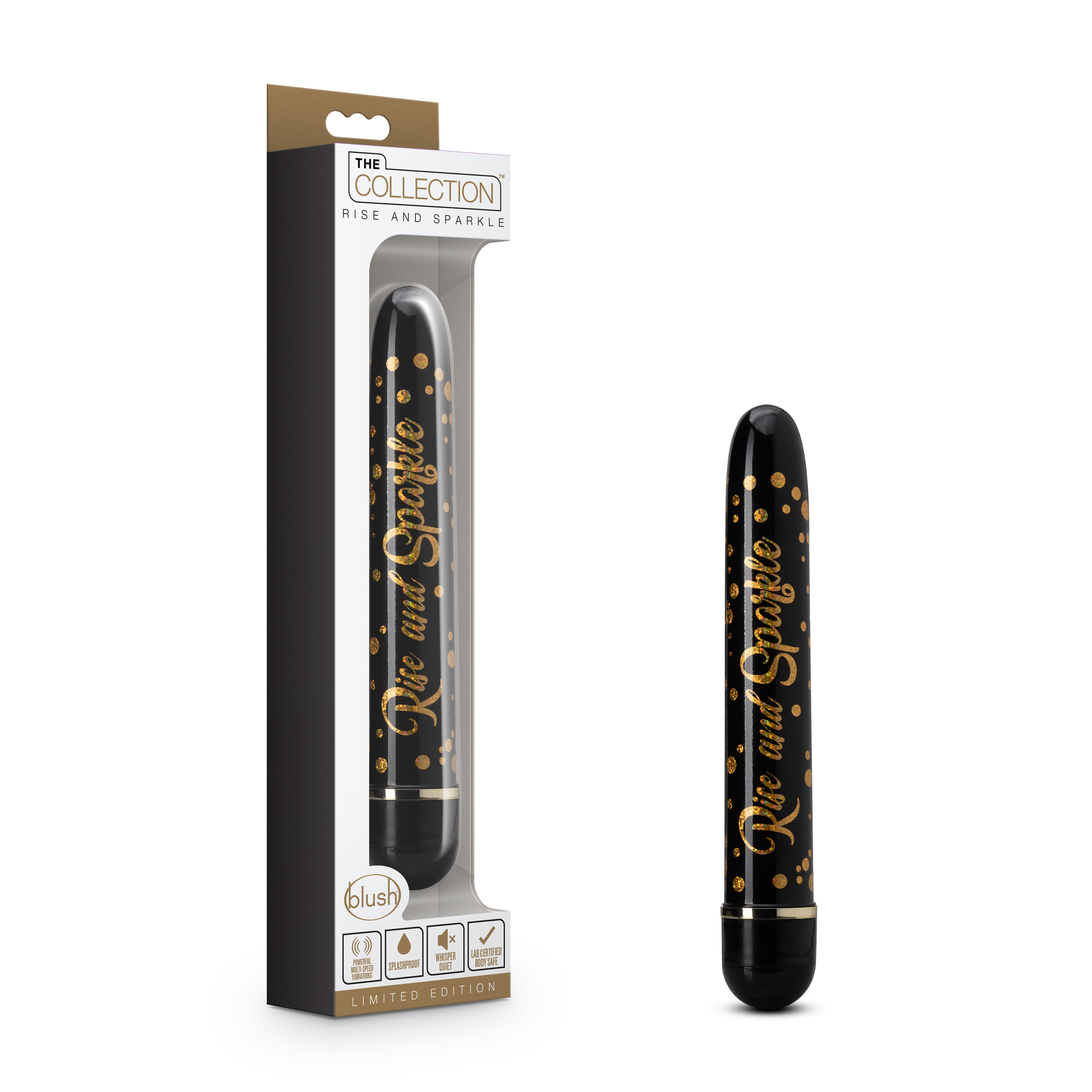 Blush The Collection Rise and Sparkle Black 7-Inch Vibrator