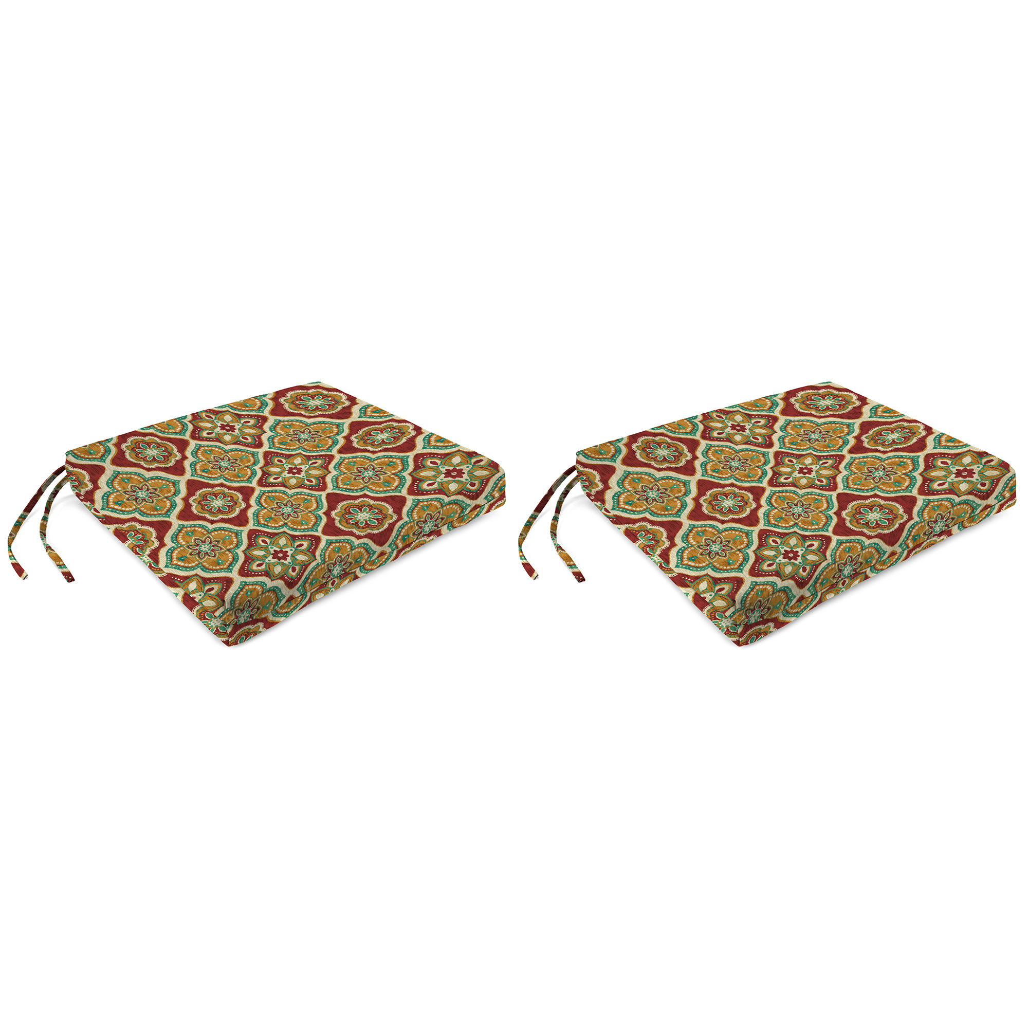 New Outdoor Chair Pad Seat Cushions with Ties 19" x 17", 2-Pack, Fade Resistant - Picture 8 of 21