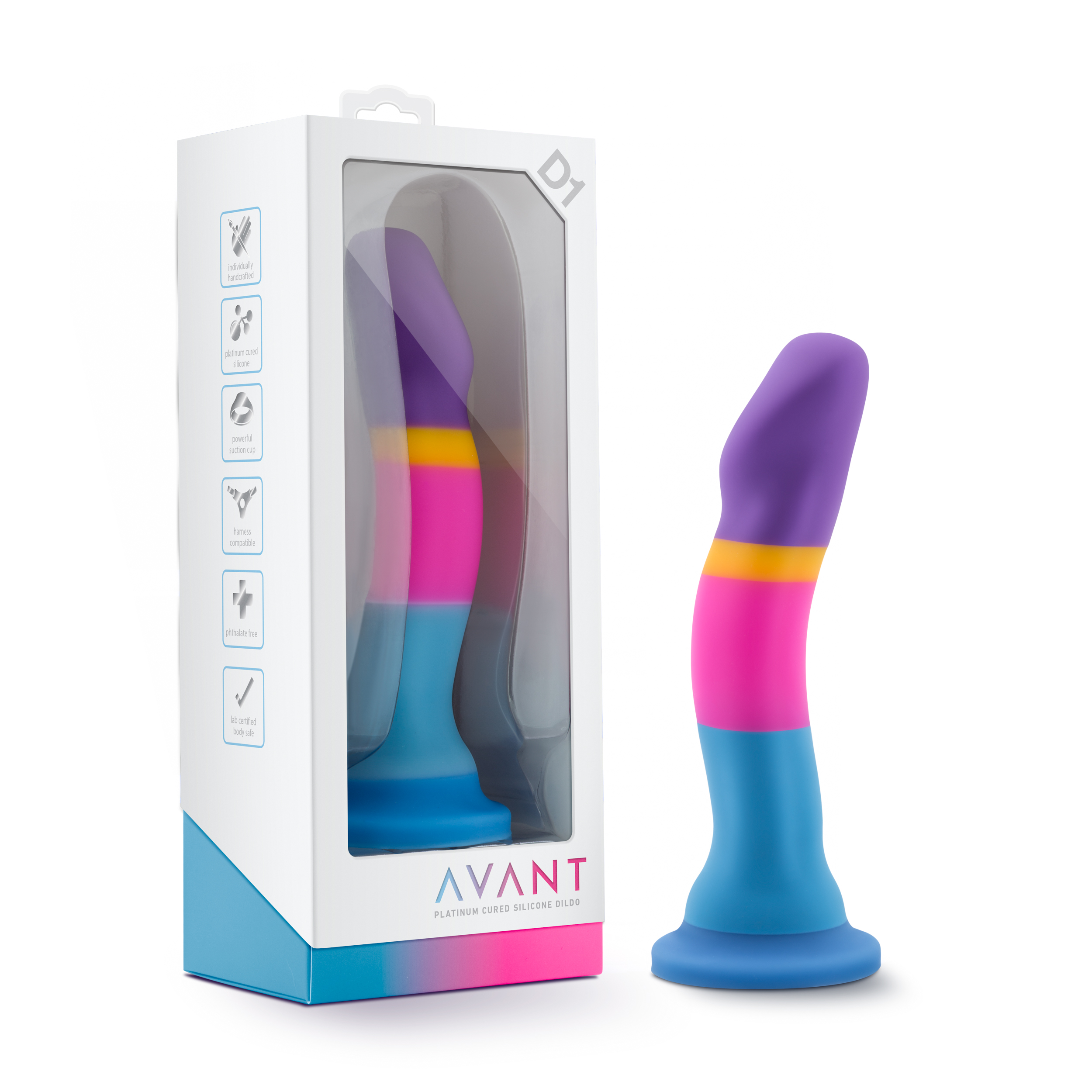 Blush Avant / Hot 'n' Cool D1: Artisan 7 Inch Curved G-Spot Dildo with Suction Cup Base - Elegantly Made with Smooth Ultrasilk? Purio? Silicone