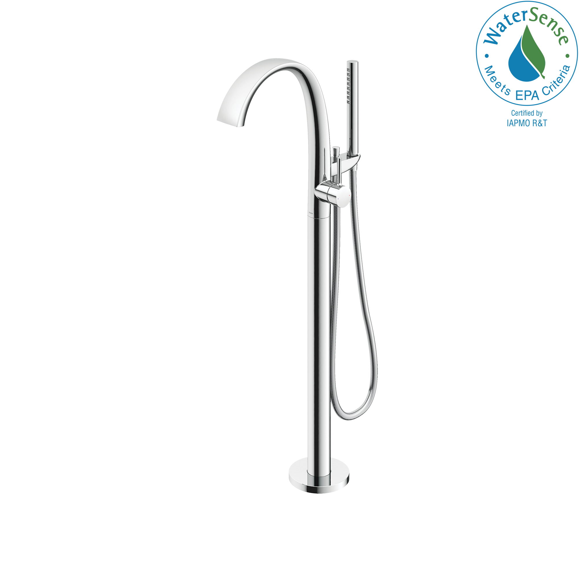 TOTO ZN Single-Handle Freestanding Tub Filler Faucet with 1.75 GPM Handshower, Polished Chrome, Brass, TBP01301U#CP