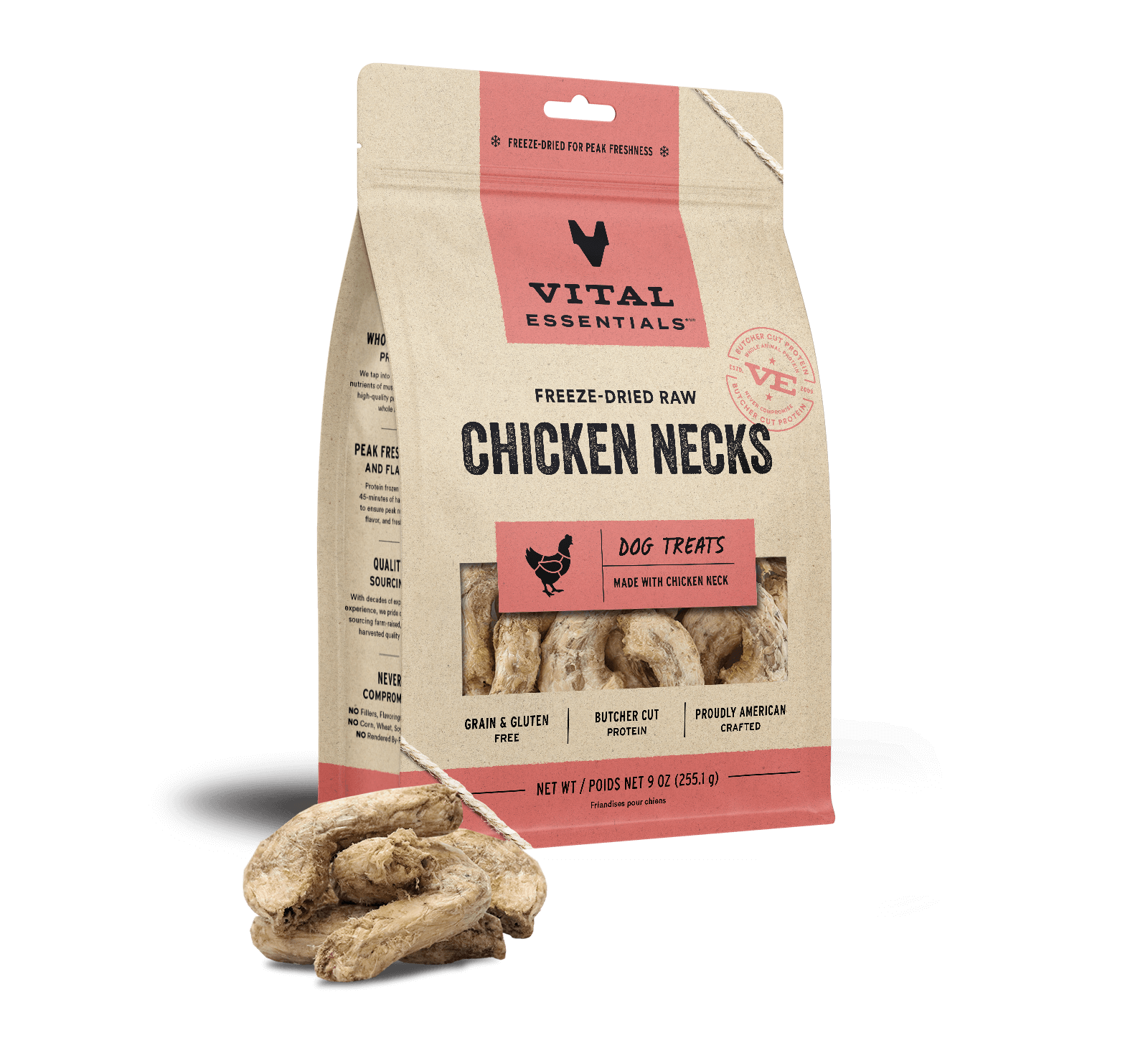 Vital Essentials Freeze-Dried Raw Chicken Necks Dog Treats, 9 oz - Health/First Aid