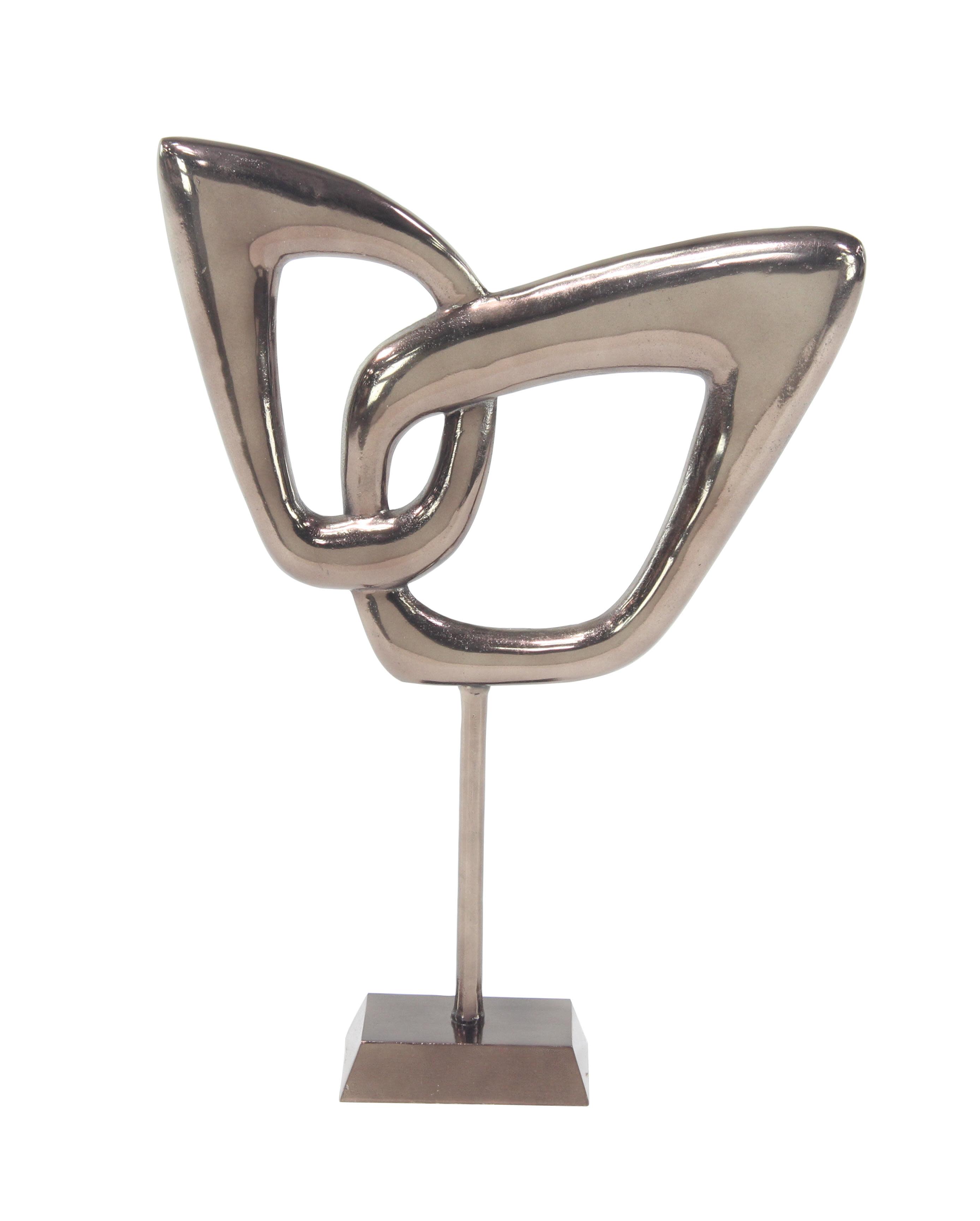Silver Aluminum Metal Abstract Sculpture, 17" x 4" x 25"