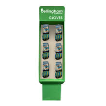 Bellingham FS6-C7781 Women's Leather Palm Work Gloves 6 Peg Free Standing Corrugated Display, 36 Pairs