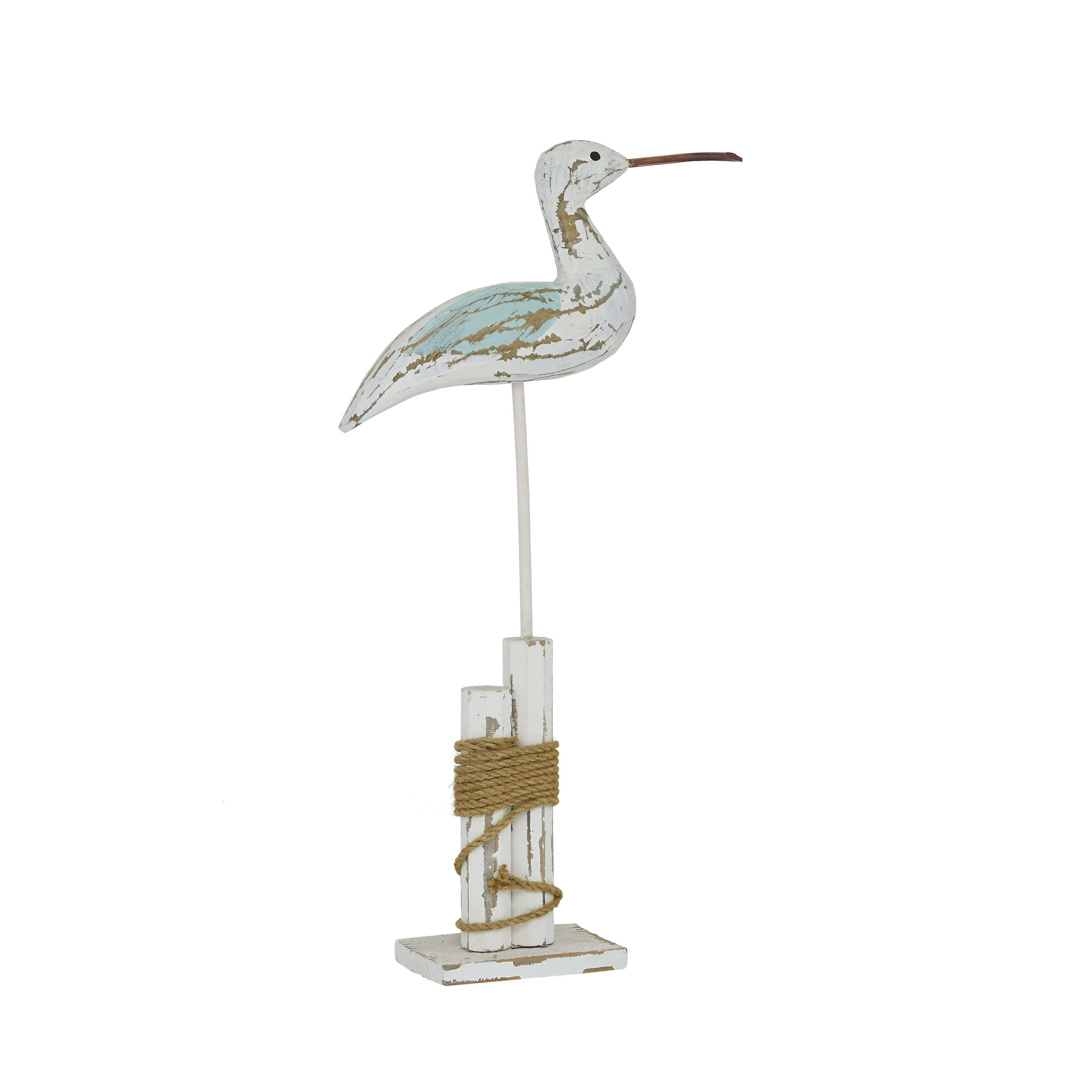 (bidding on 2) White Wood Bird Decorative Sculpture, 12\" x 3\" x 21\"