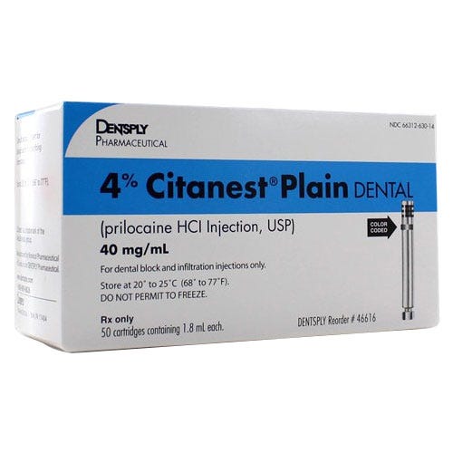 4% Citanest® Plain 40mg/ml Dental Cartridge - 50/Box