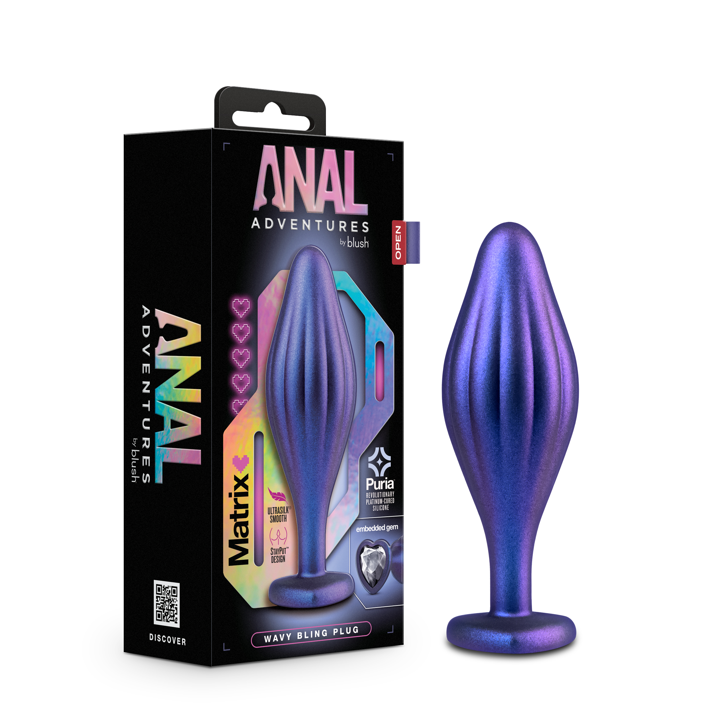 Blush Anal Adventures Matrix Wavy Bling Sapphire 4.5-Inch Anal Plug