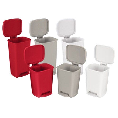Step-On Plastic Waste Can Rectangular 32 qt Red